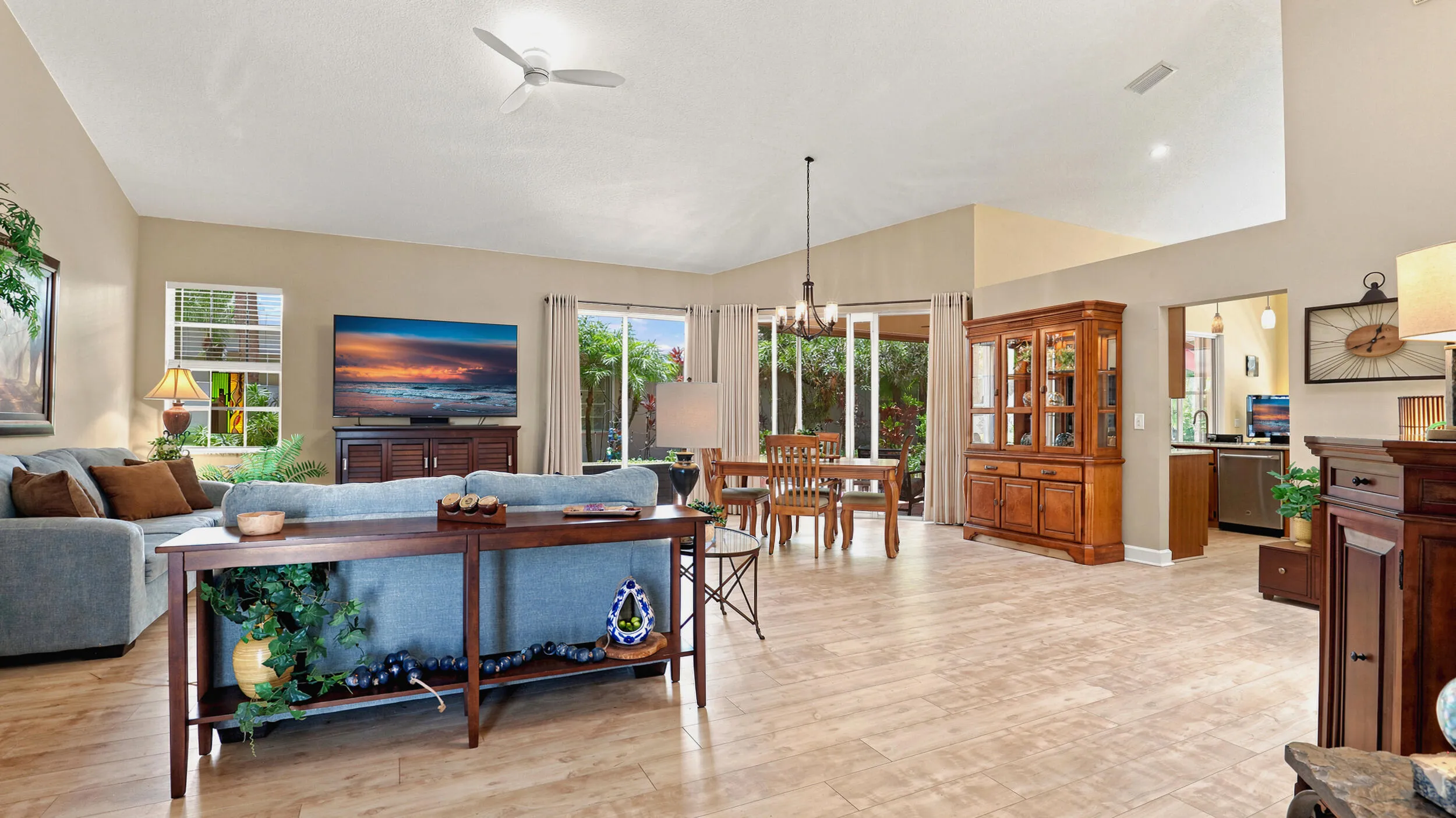 Spacious open layout connecting the living and dining areas with plenty of natural light.
