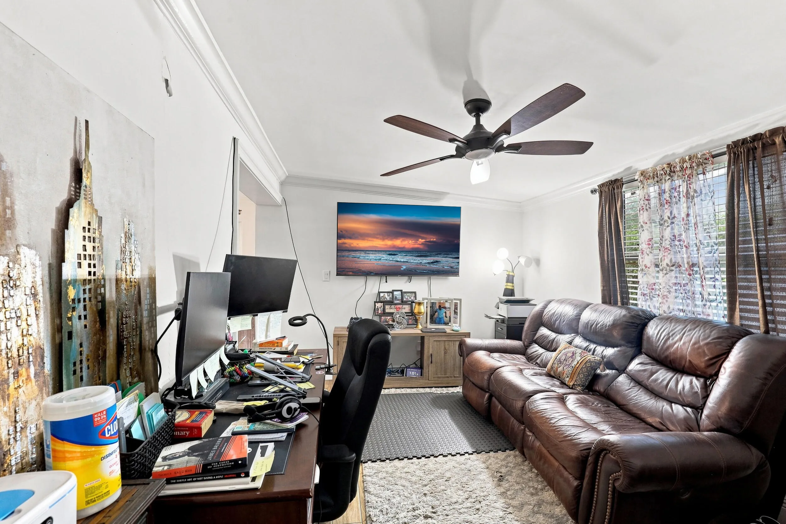Flexible living space with room for a home office or additional work area