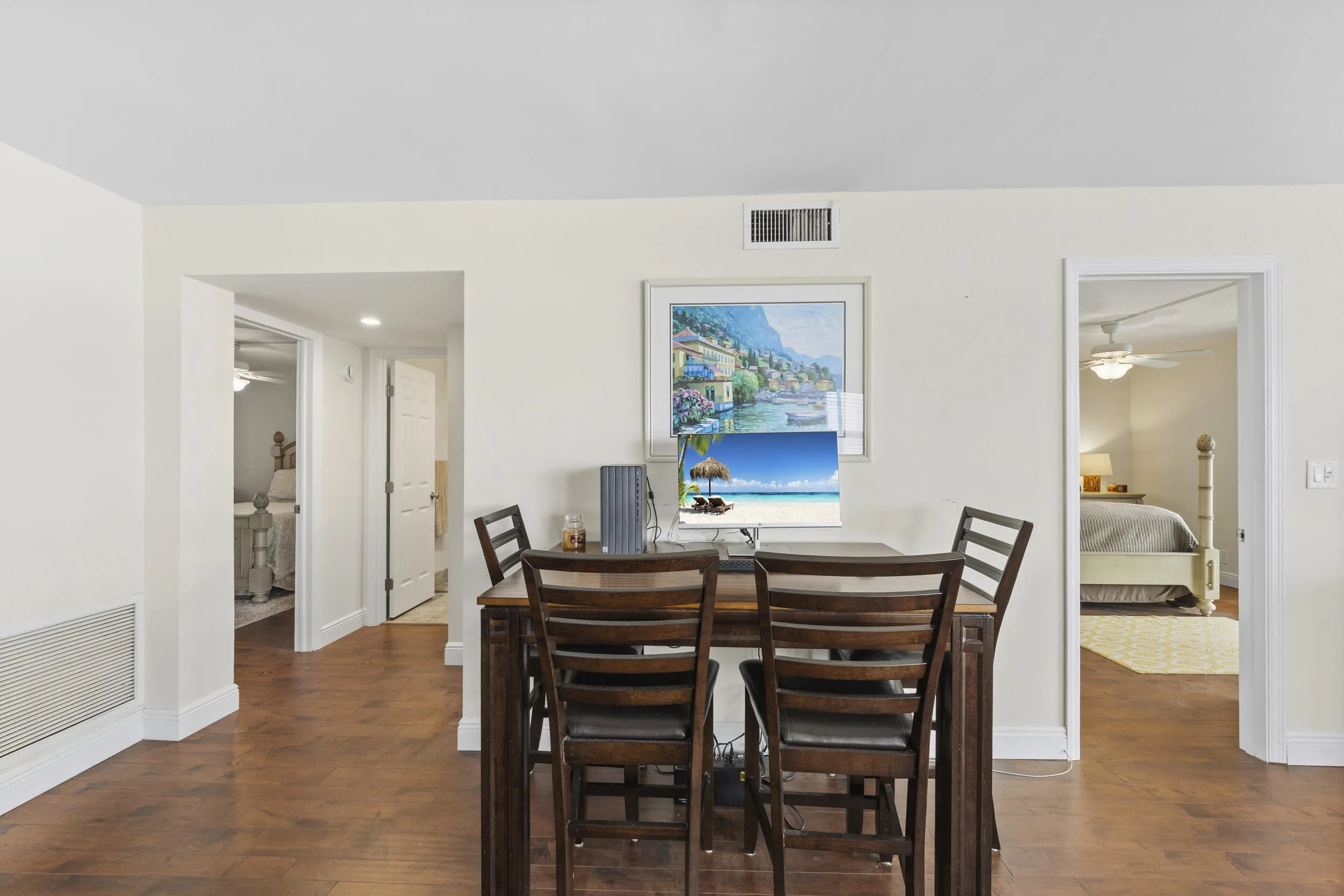 Wood-finish flooring throughout