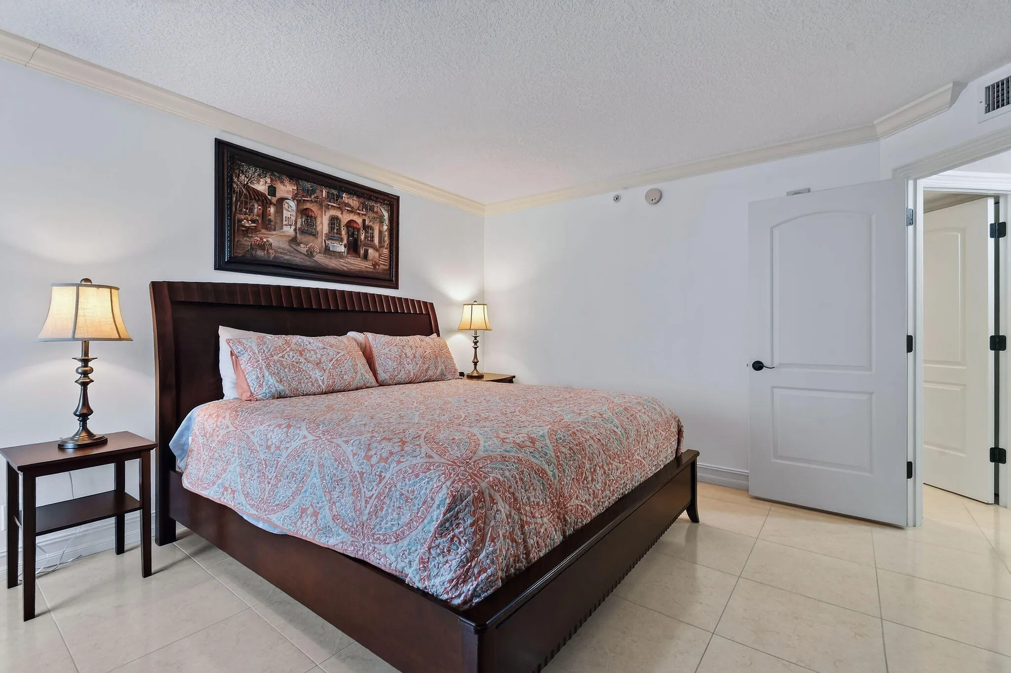 Guest Bedroom with Tile Flooring