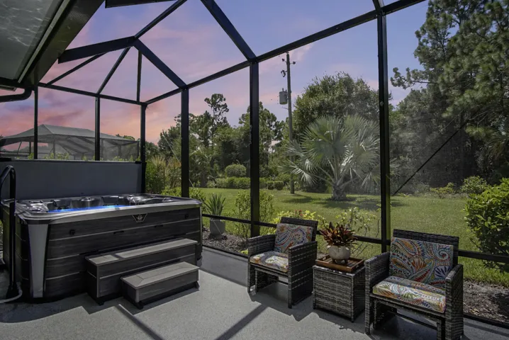 screened hot tub