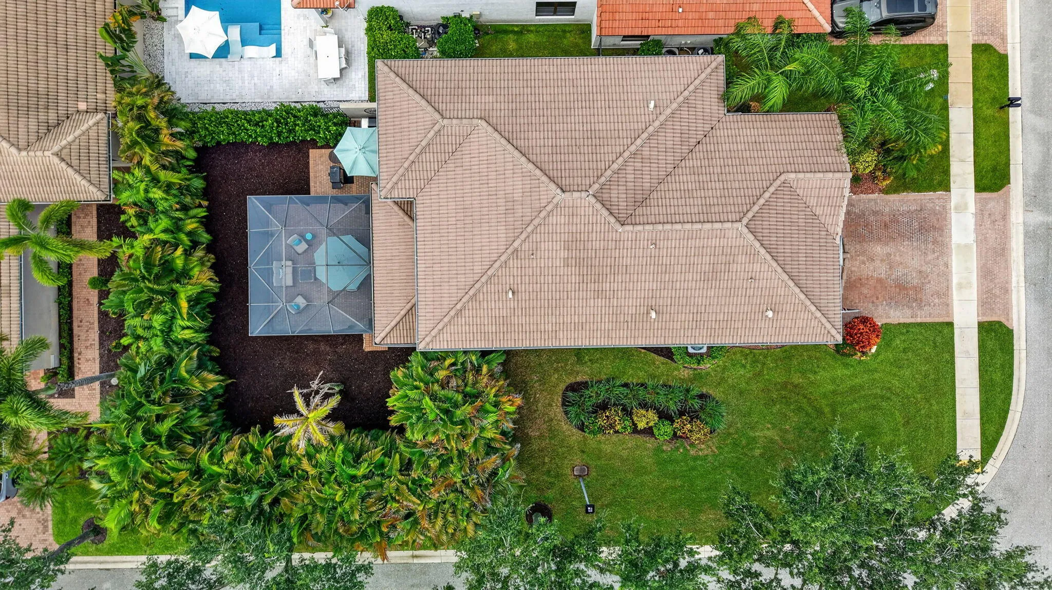 Overhead Aerial | Corner Lot & Screened Patio