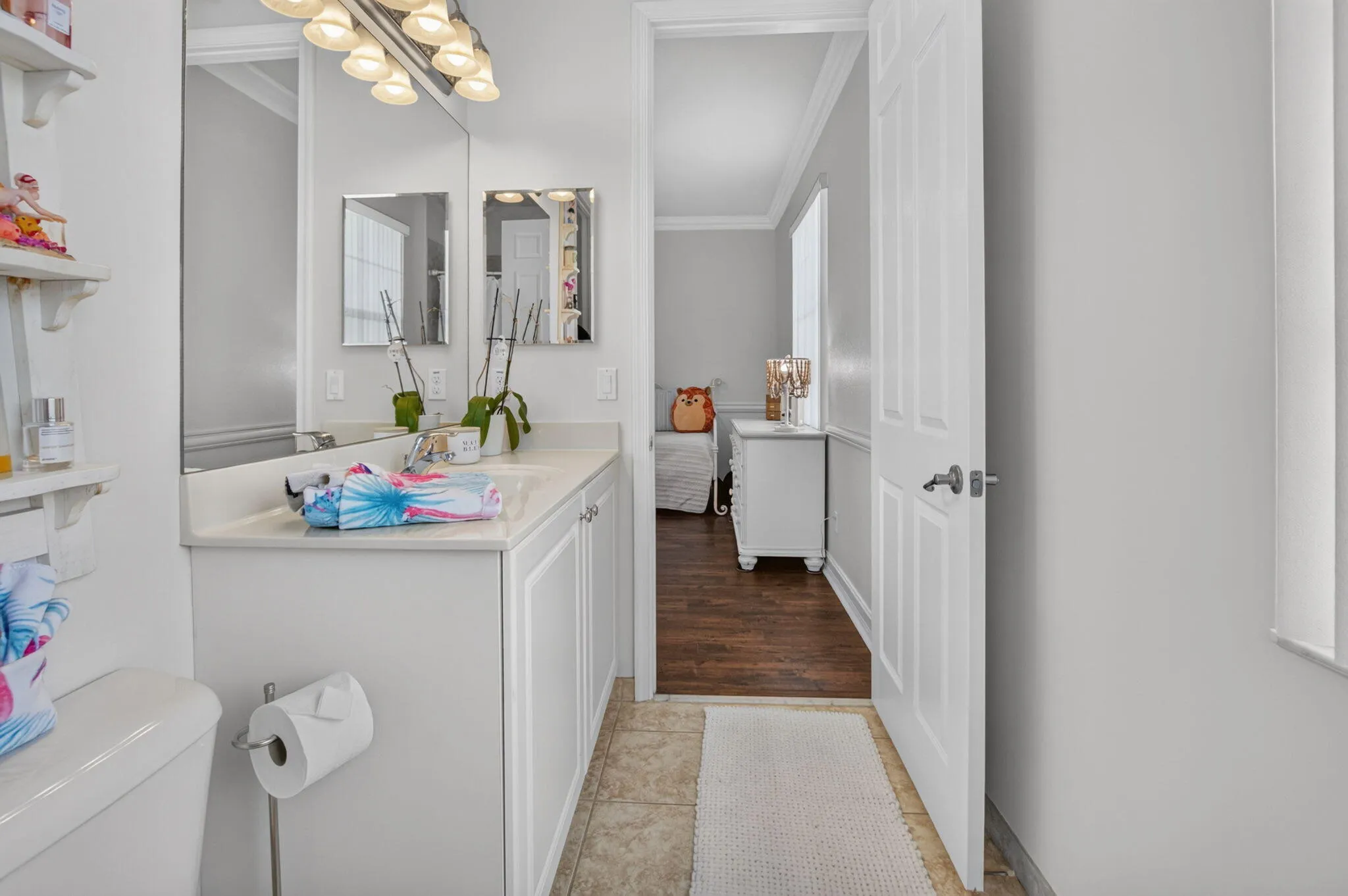 Jack & Jill Full Bath Vanity Adjoining the Bedroom