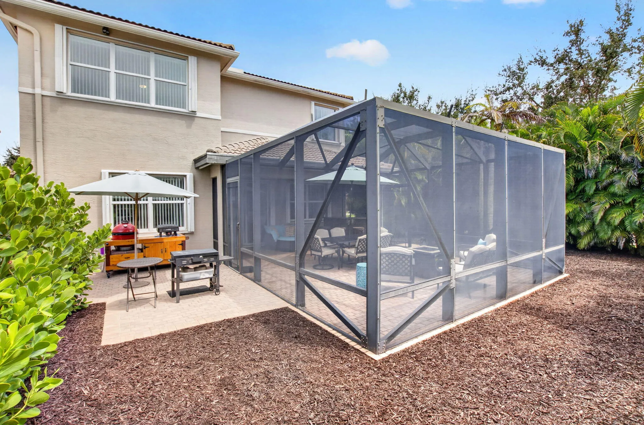 Rear Yard | Screened Patio & Mature Palms