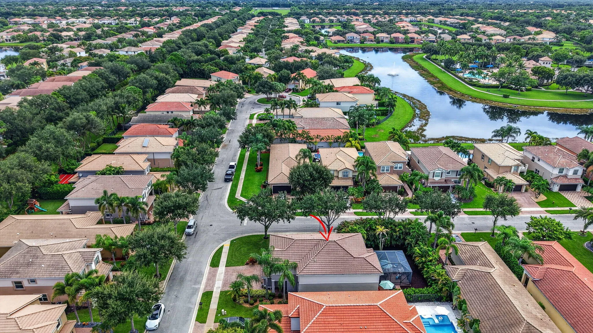Aerial | Quiet Interior Street & Lake Views