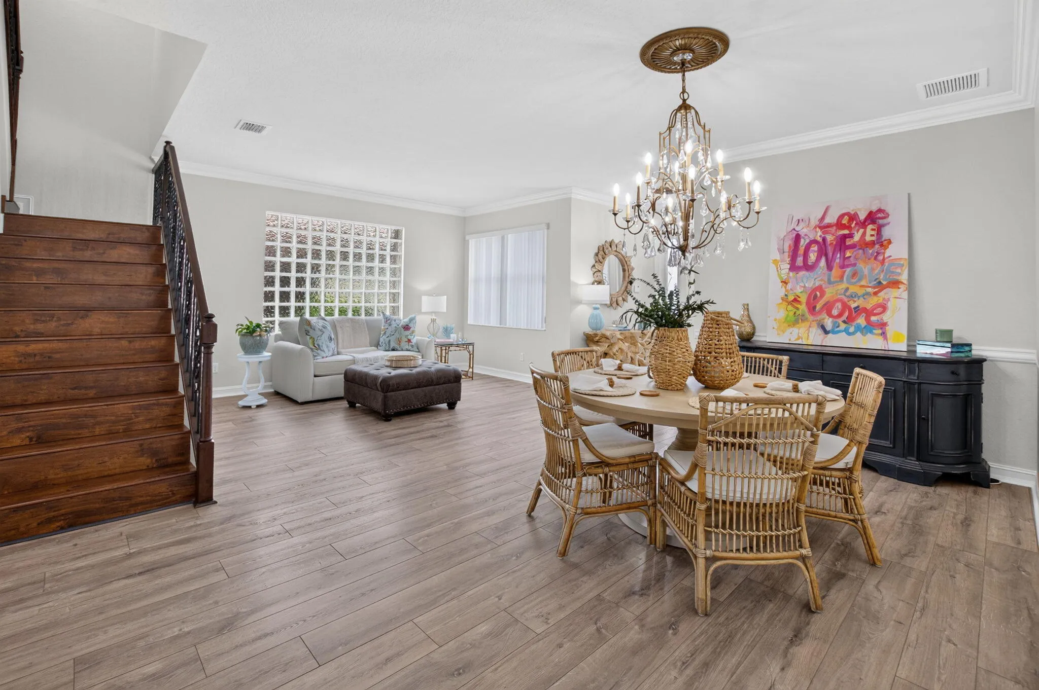 Formal Living & Dining Open to the Staircase