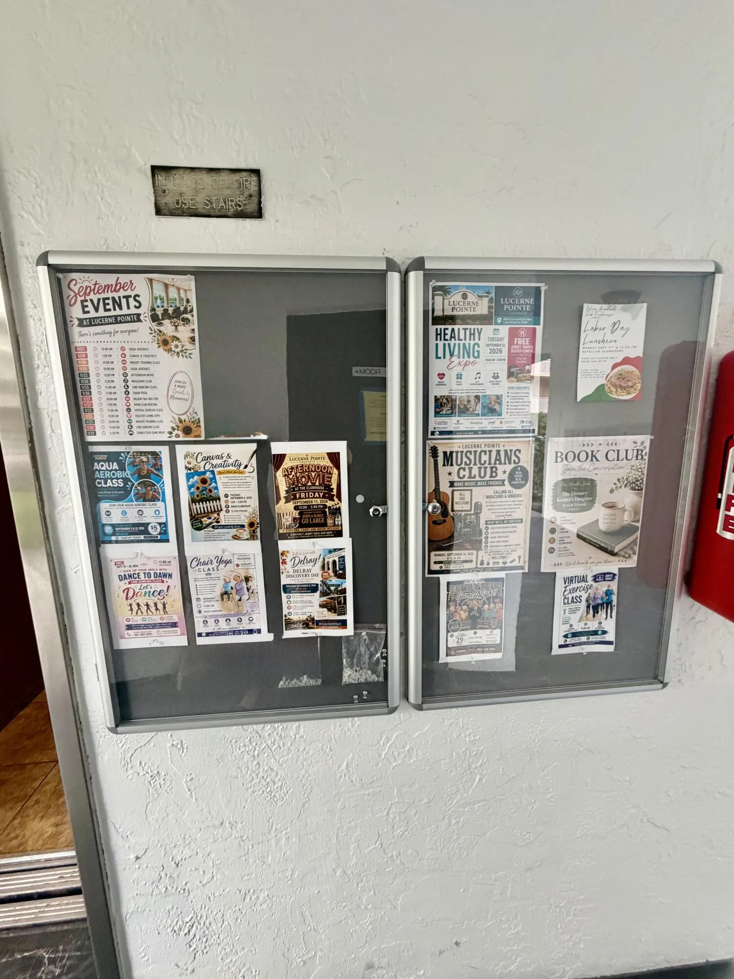 Community Events Posted Next To Elevator