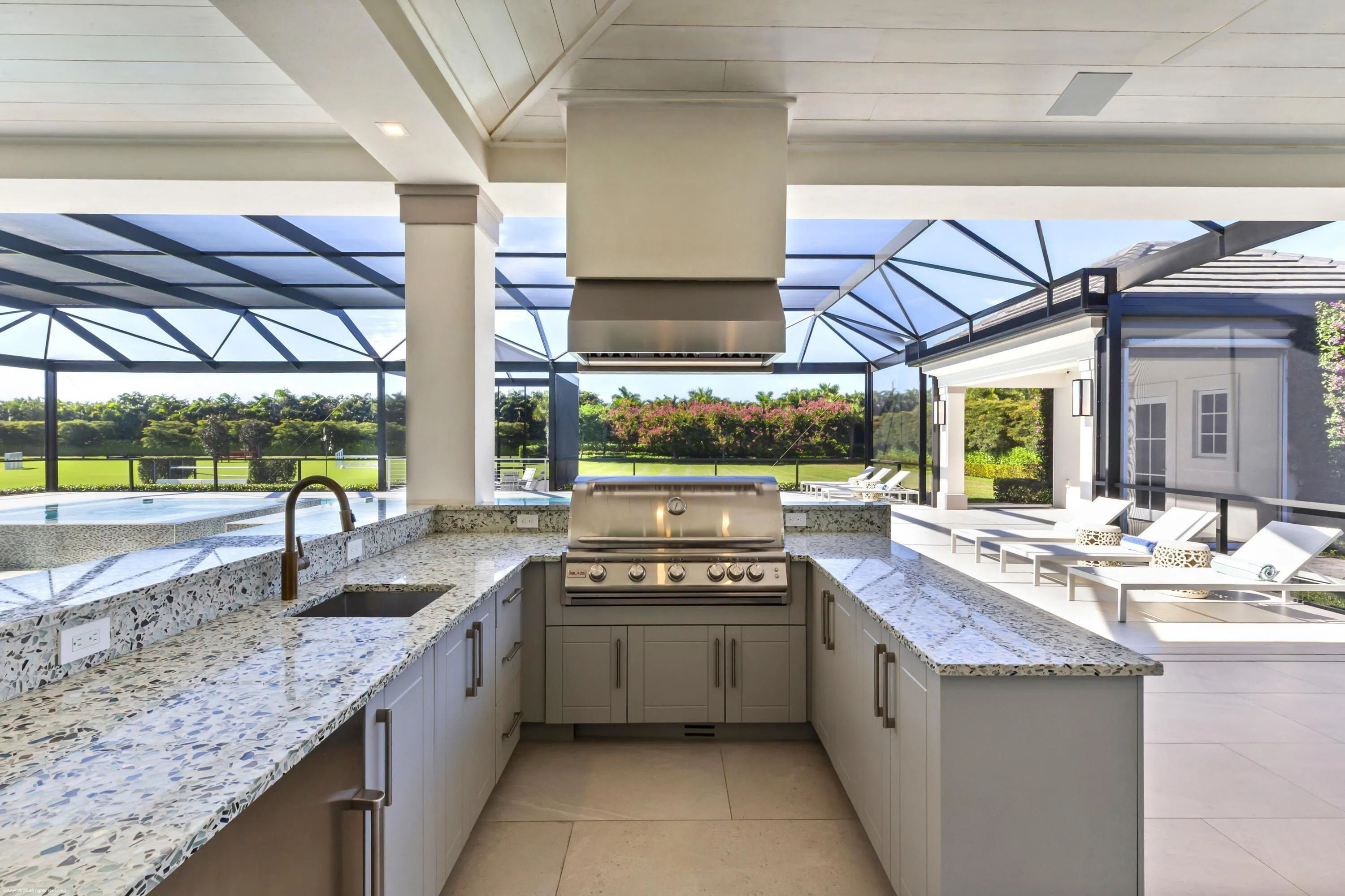 Outdoor kitchen at pool area