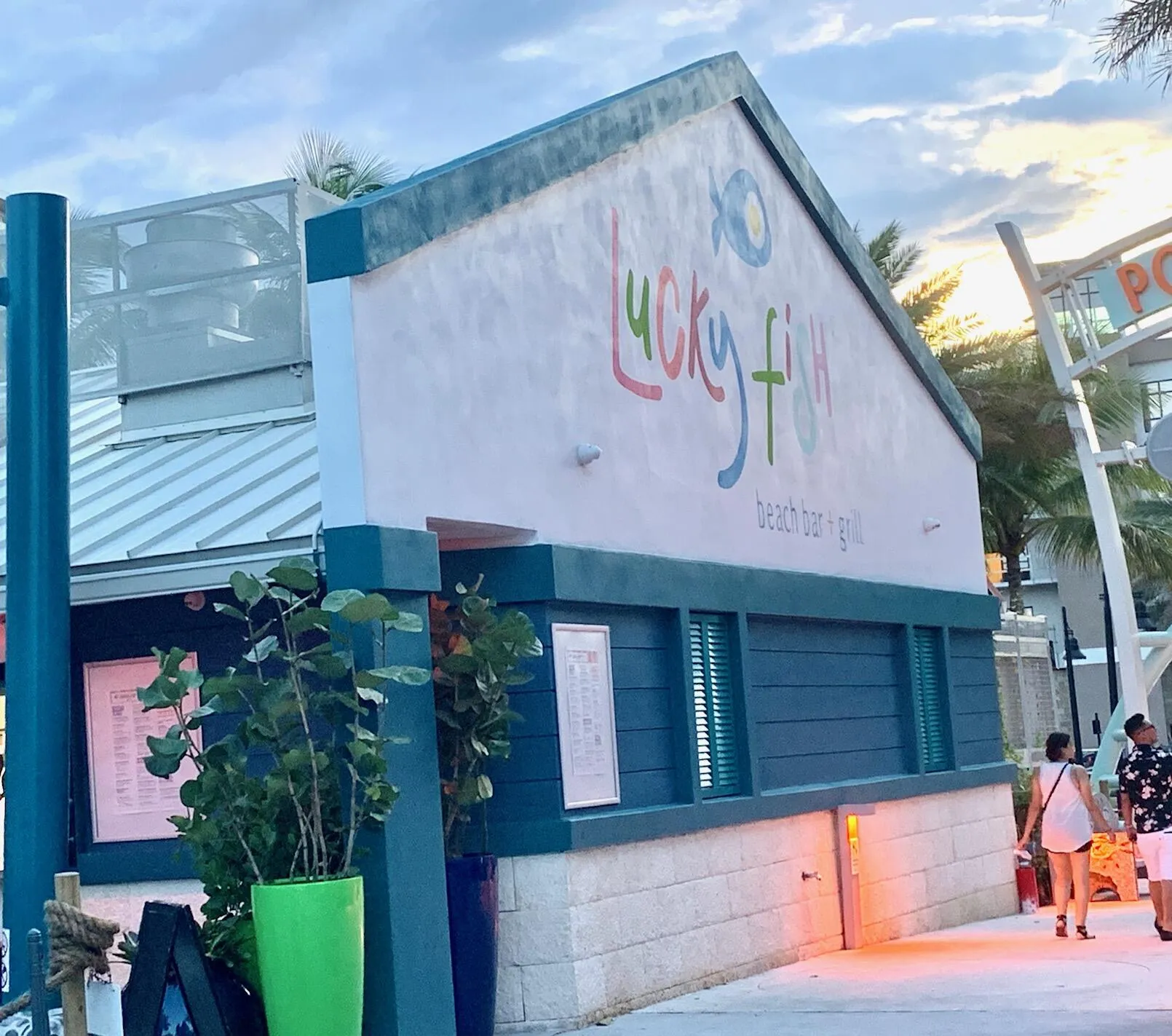 Lucky Fish is a casual restaurant on the beach with live music.