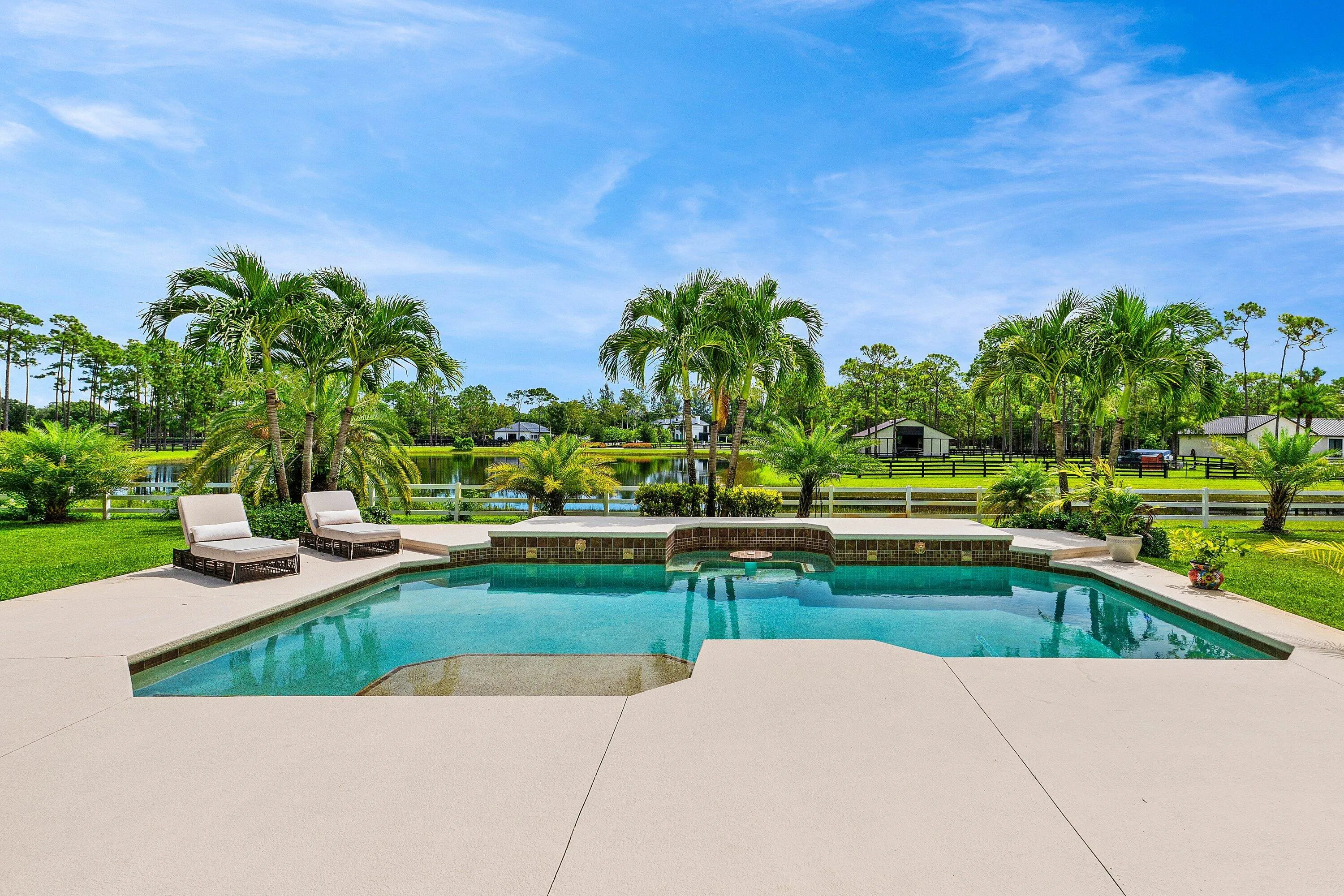 Spacious concrete decking great for entertaining.