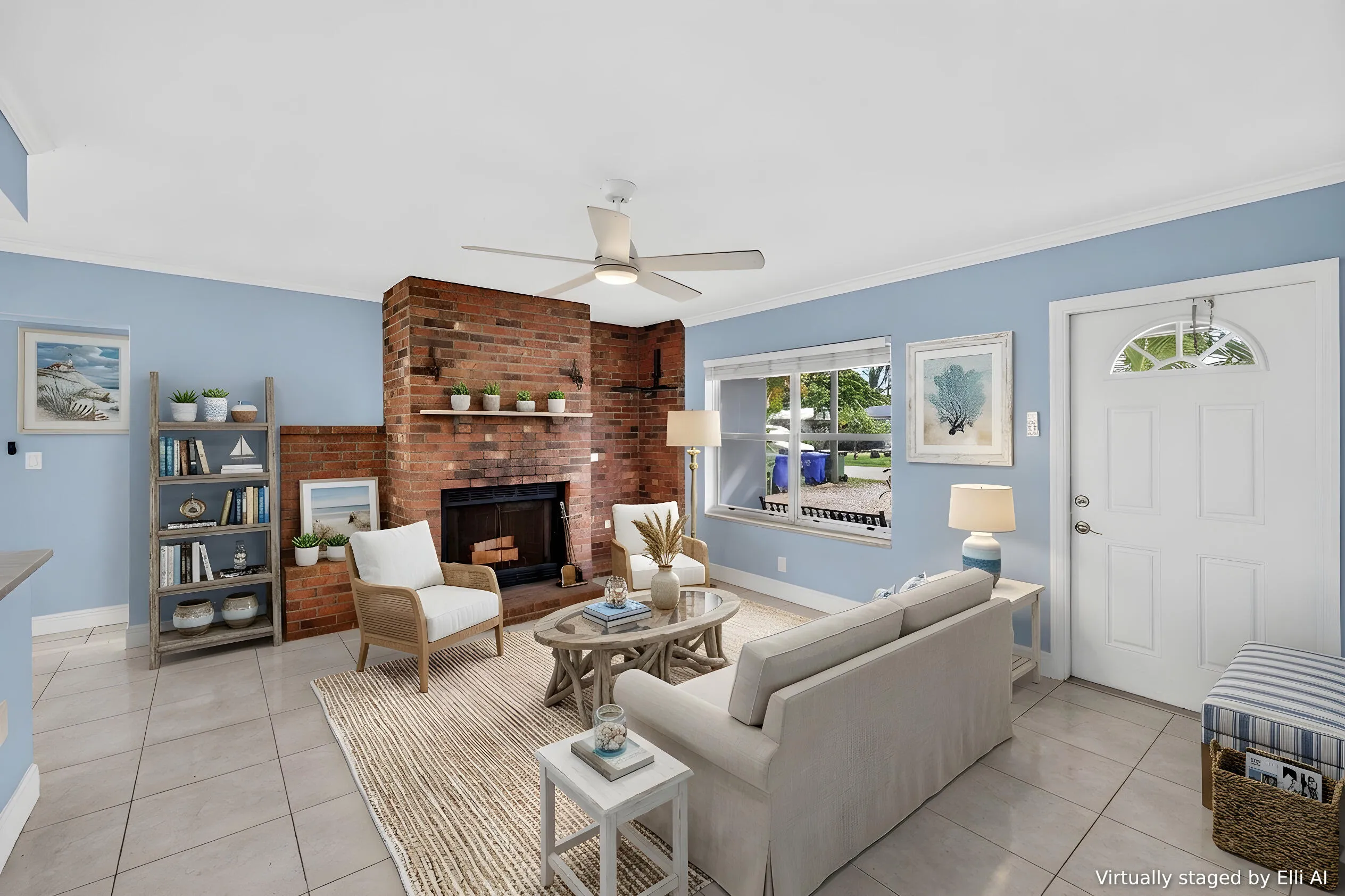 Living room virtually staged
