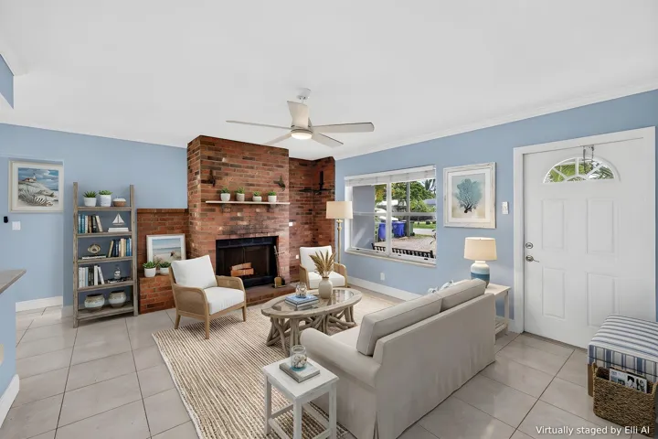 Living room virtually staged