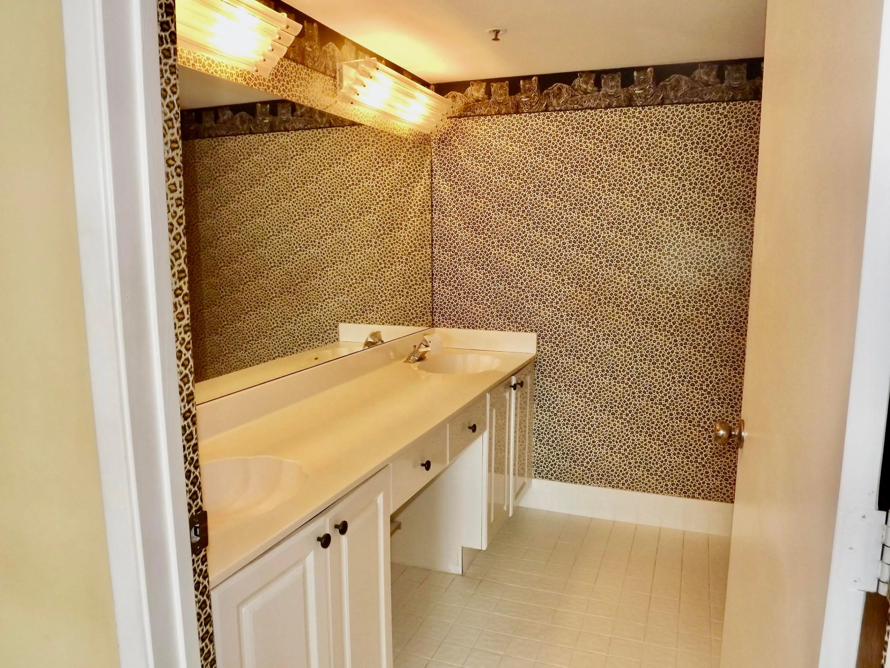 Primary bath has double sinks