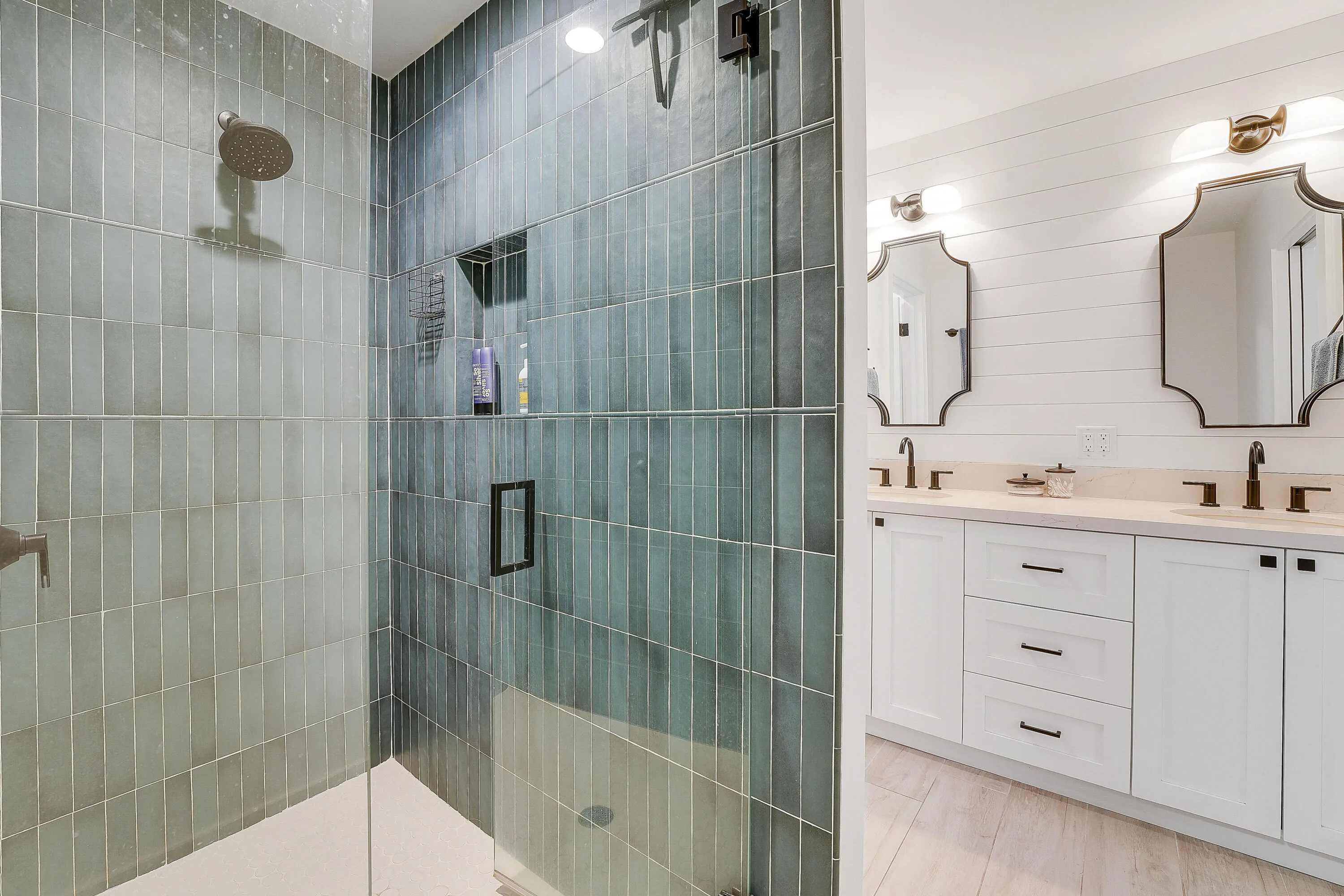 Dual Sinks with large walk in shower
