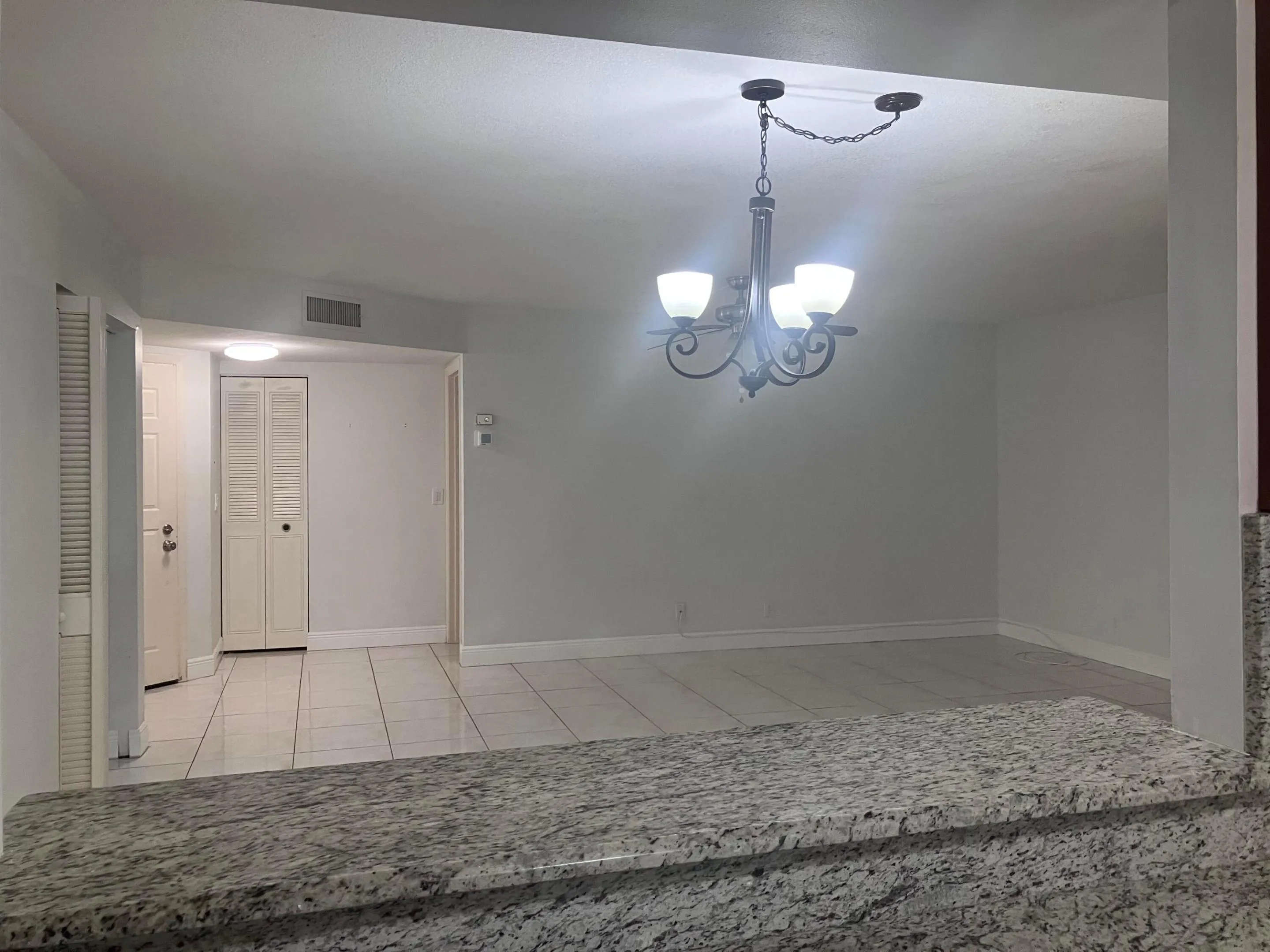 View from kitchen into living room