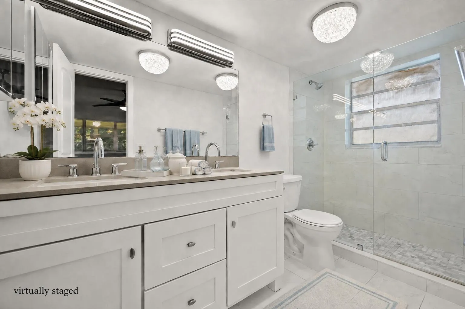 Virtually Staged Primary Bathroom
