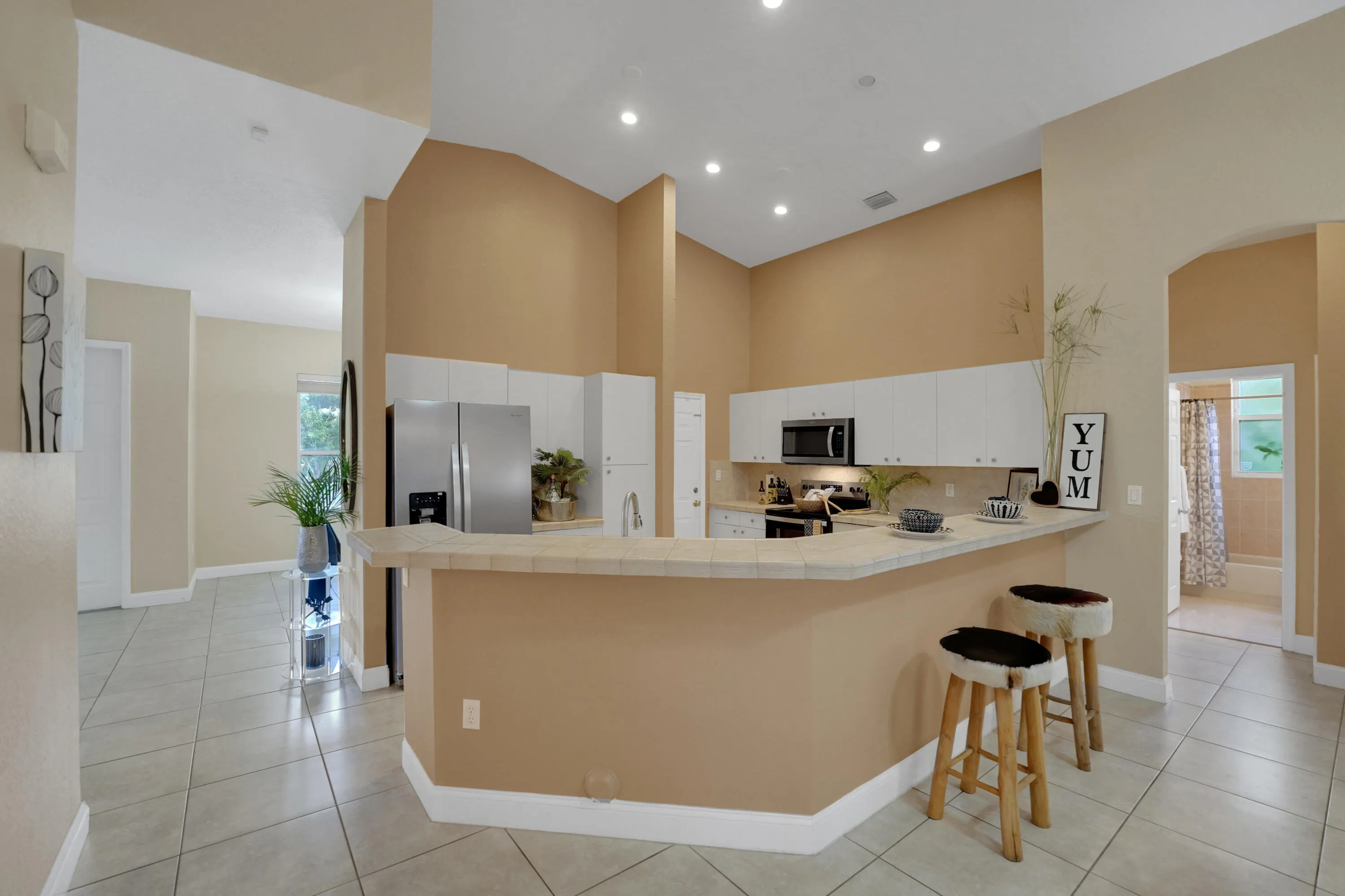 cozy kitchen counter for a quick snack