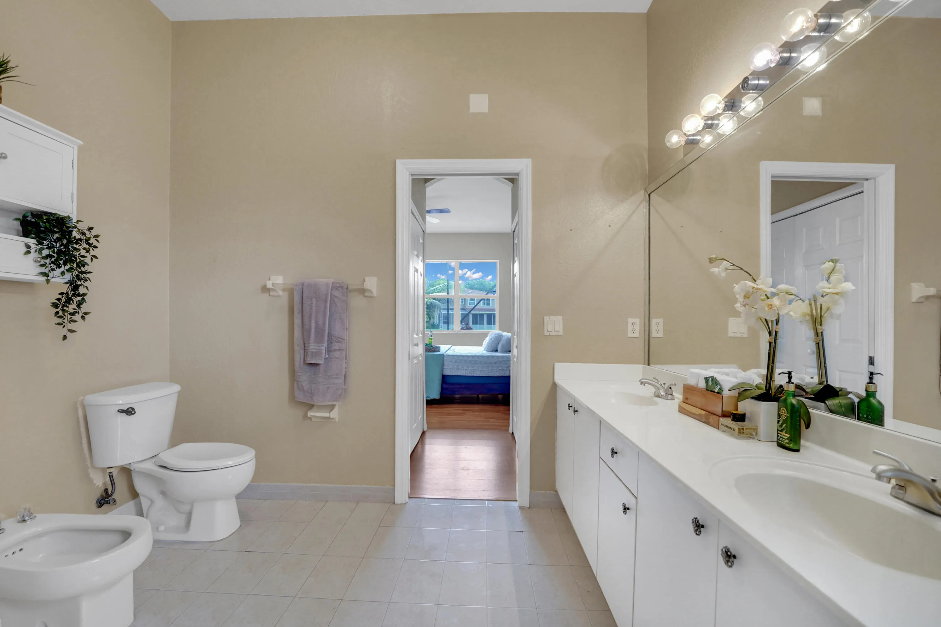 a master bathroom with a view