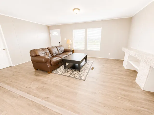 Bright Minimalist Living Room with Leath