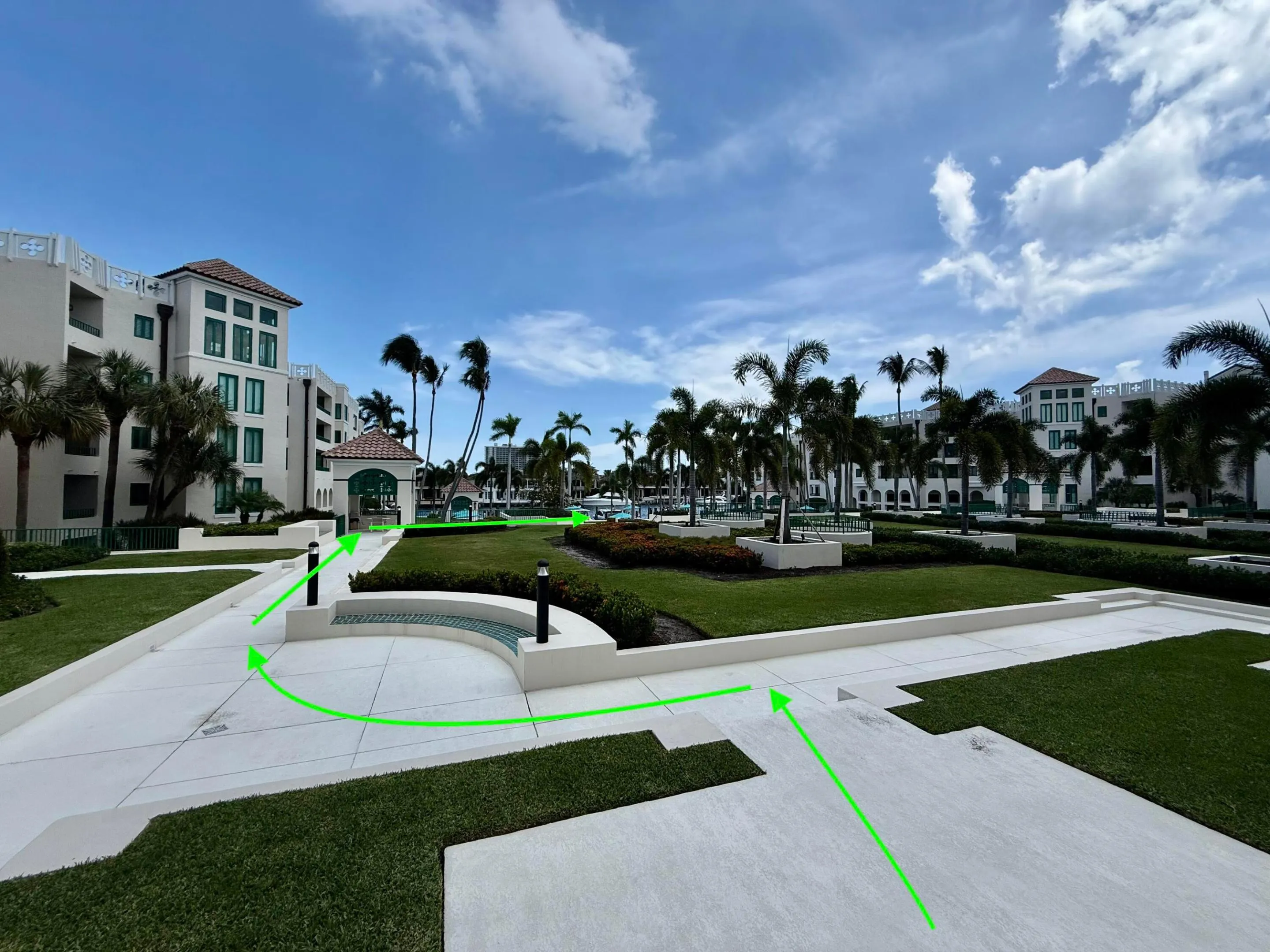 View and pathway to pool in 100 bldg to illustrate what new Upper Deck will look like.