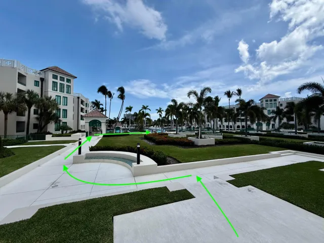 View and pathway to pool in 100 bldg to illustrate what new Upper Deck will look like.