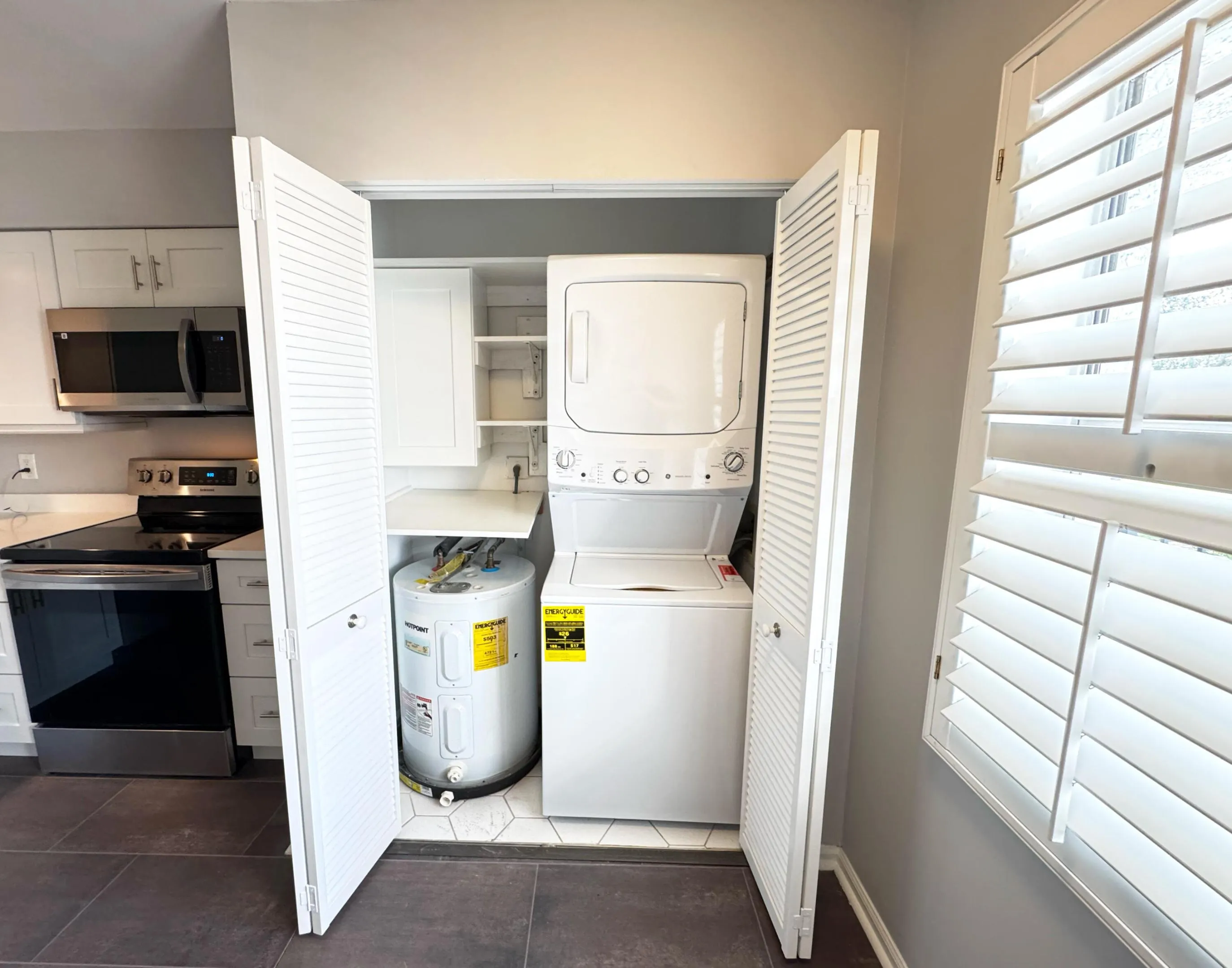convenient laundry closet