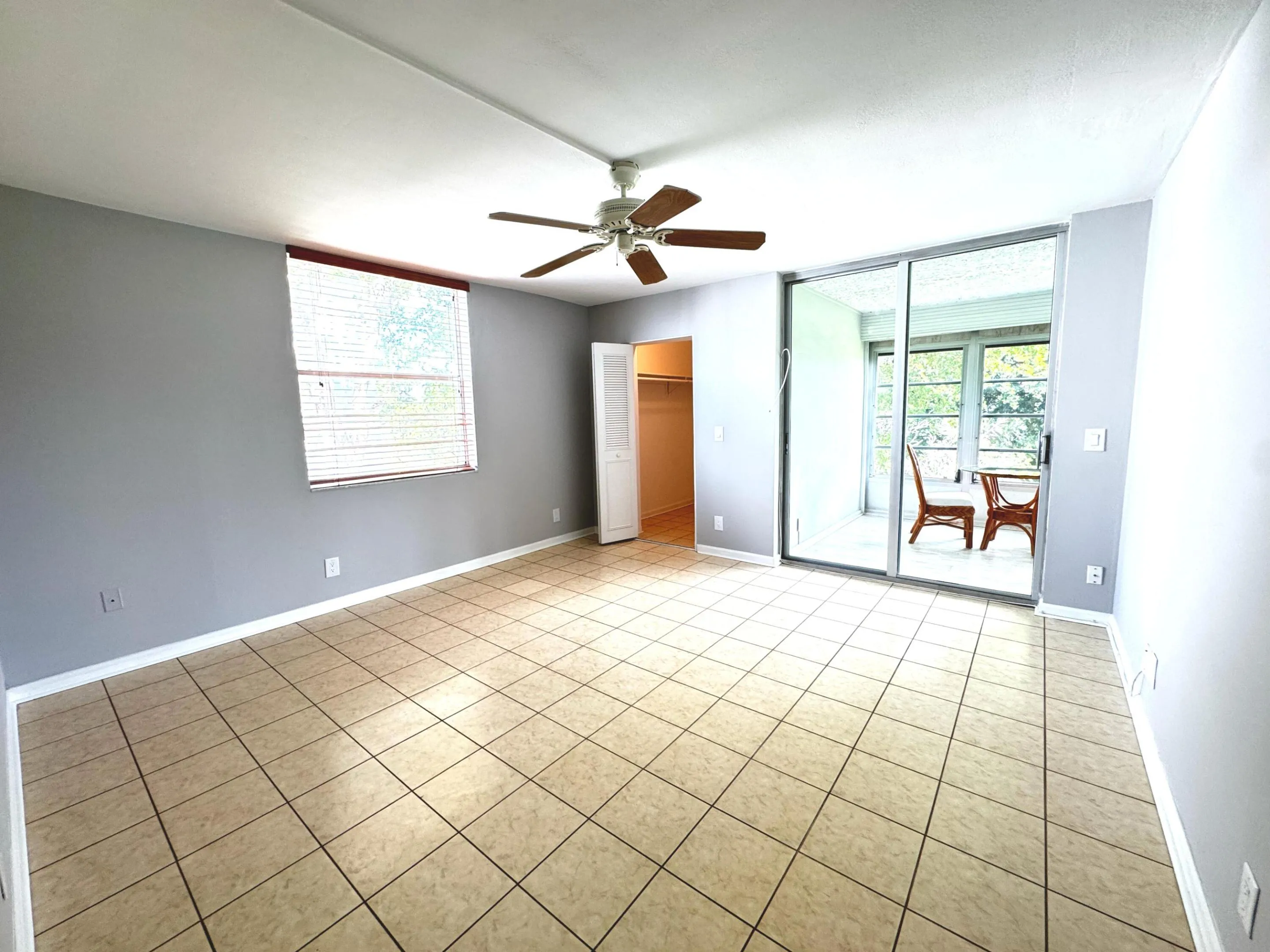 Primary suite with sliders to the porch