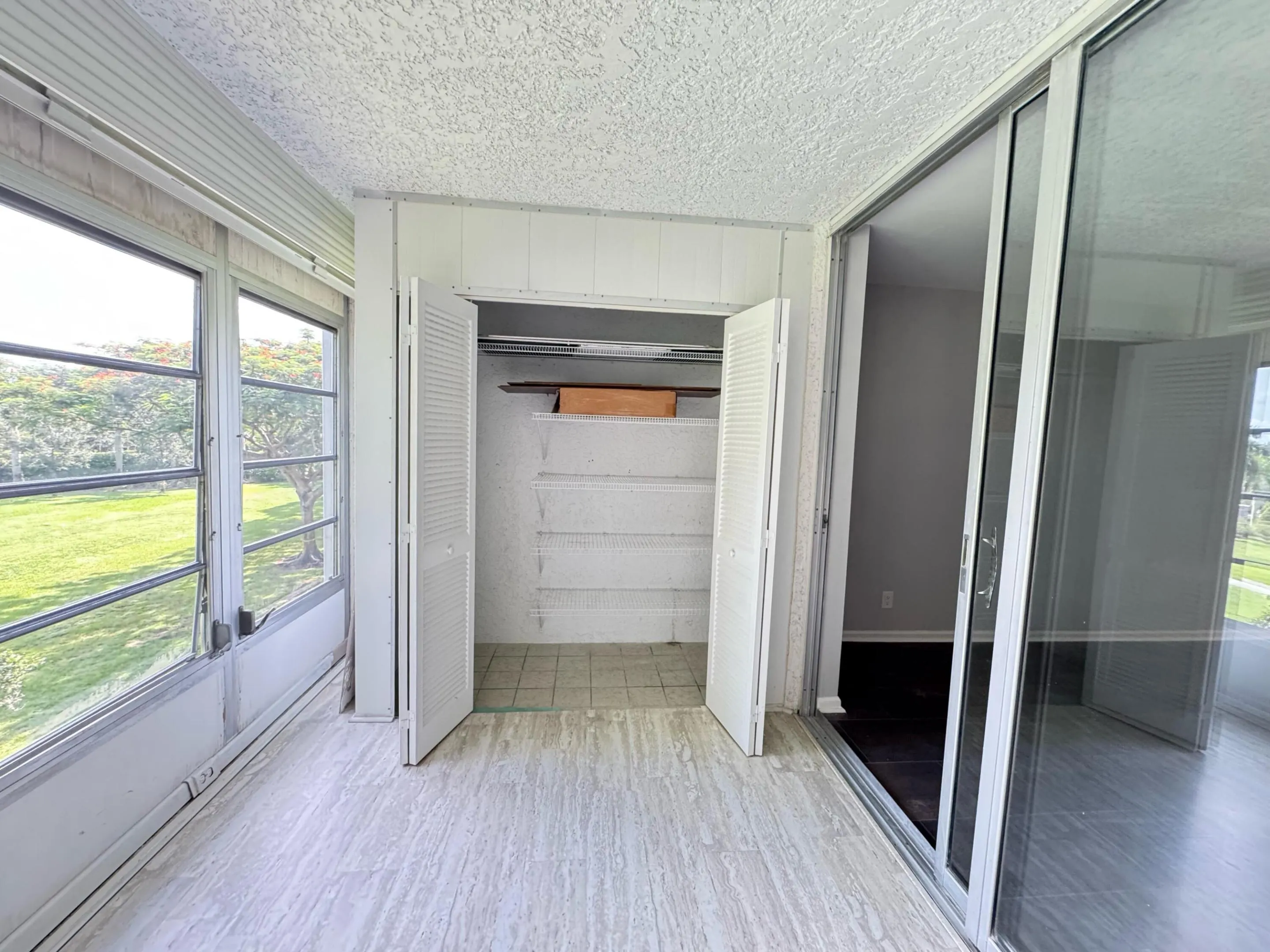 large storage closet on the porch