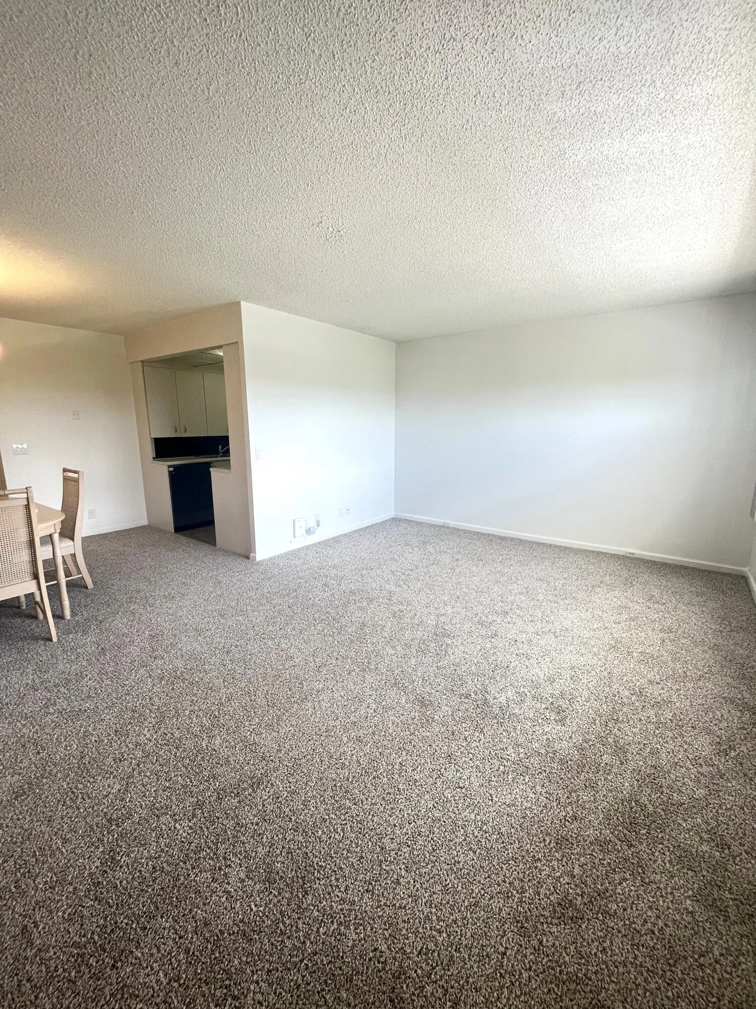 living area facing kitchen and dining
