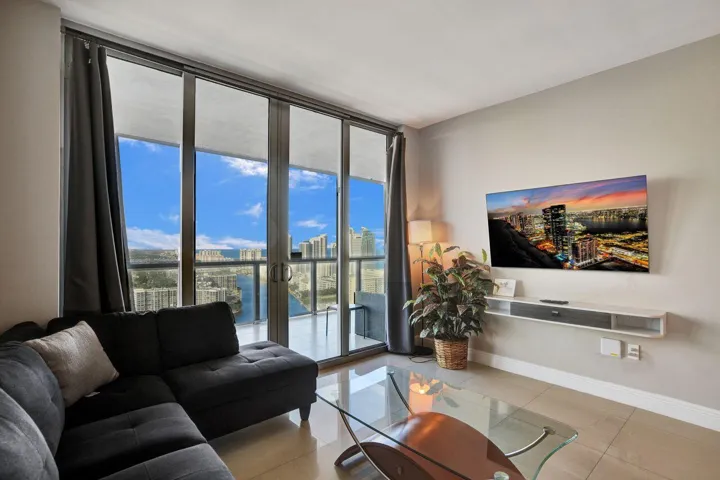 Living Room with a Water view