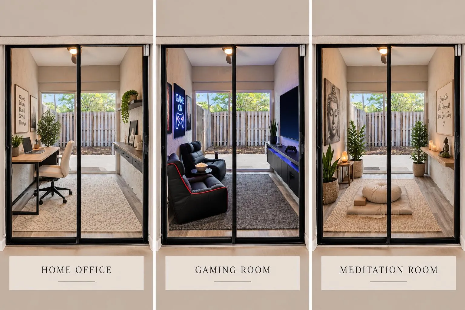 VIRTUALLY STAGED - ENCLOSED BONUS ROOM IDEAS