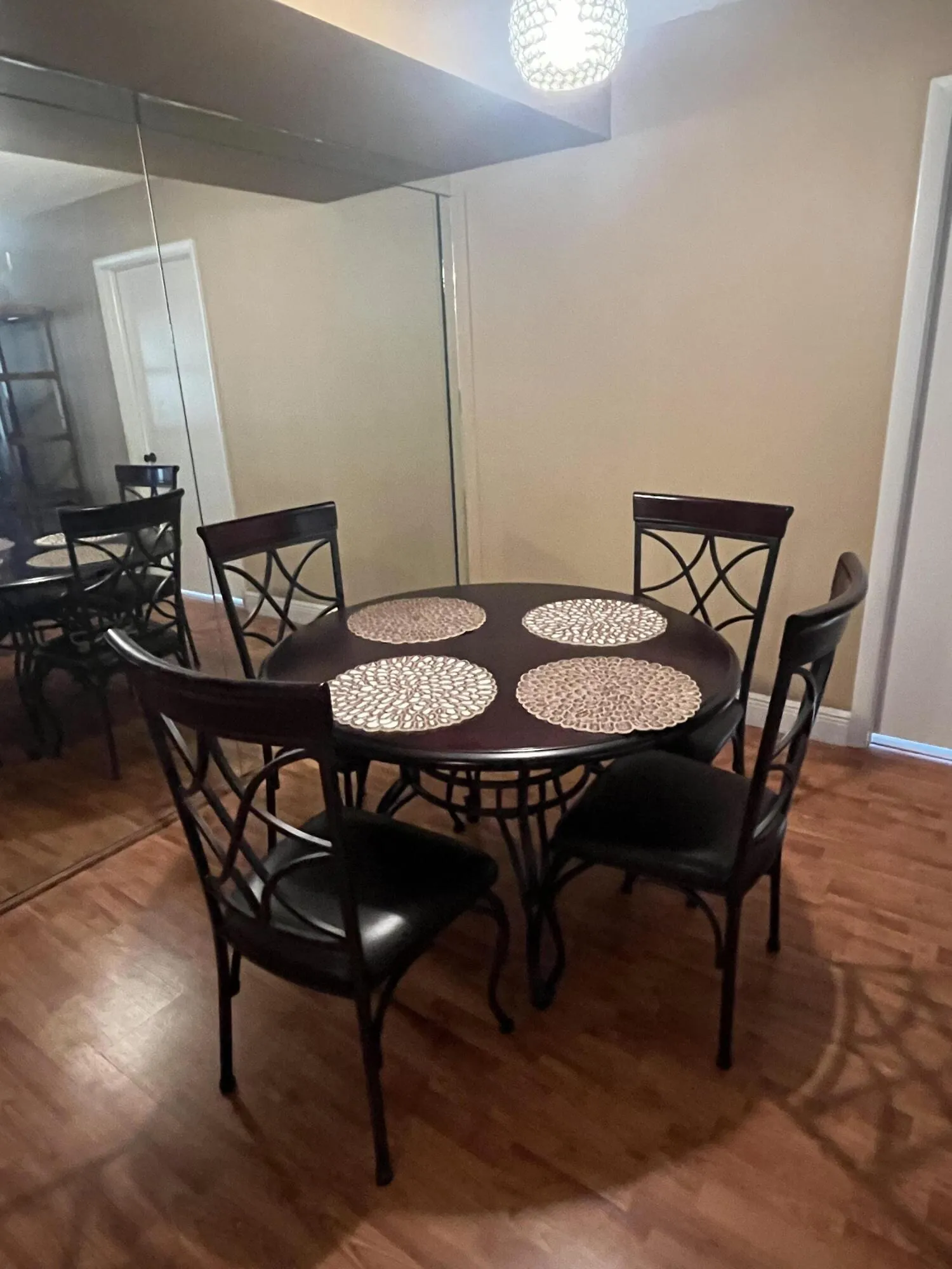 wood laminate flooring in the living room/dining area