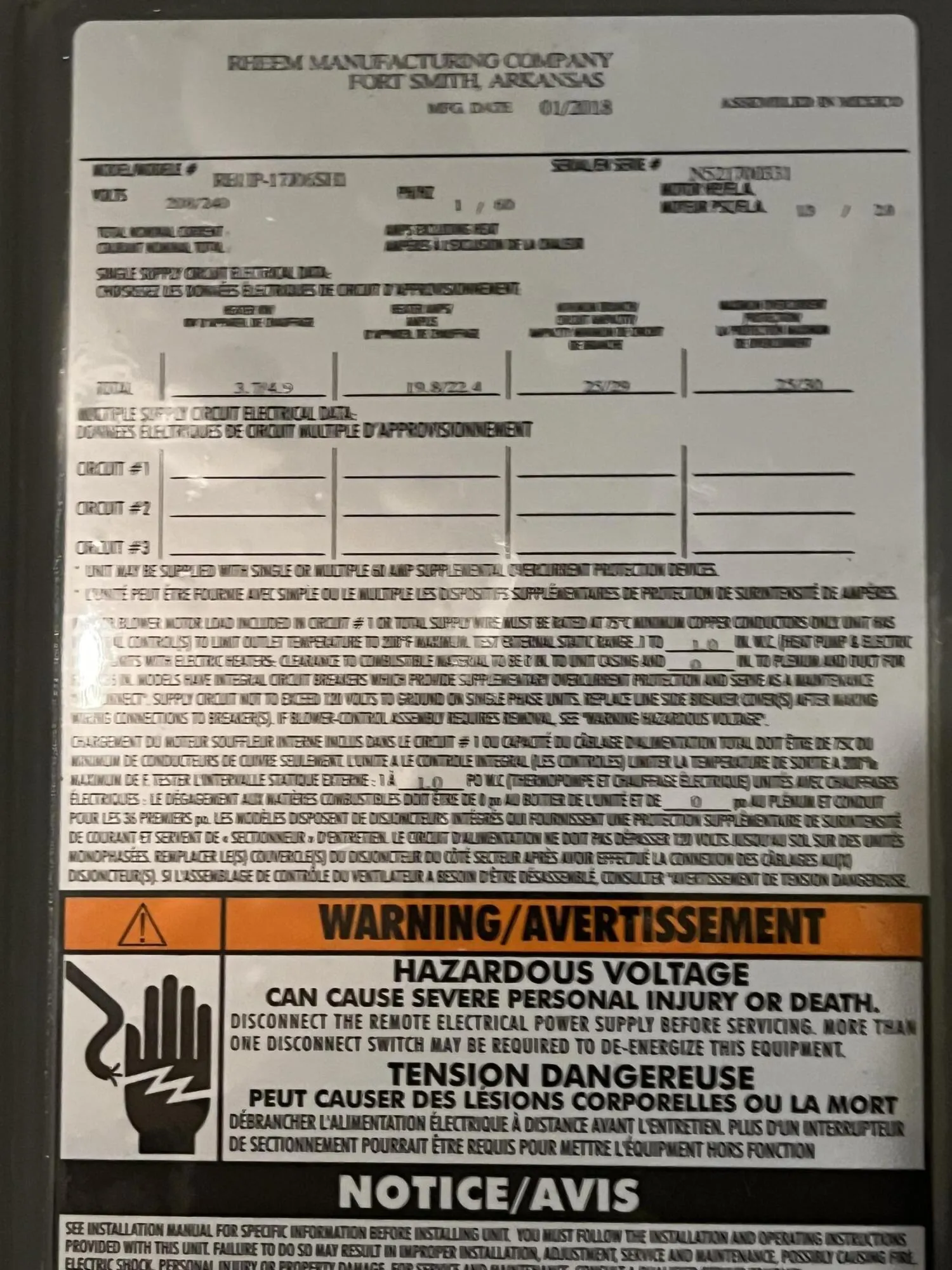 2018 a/c unit