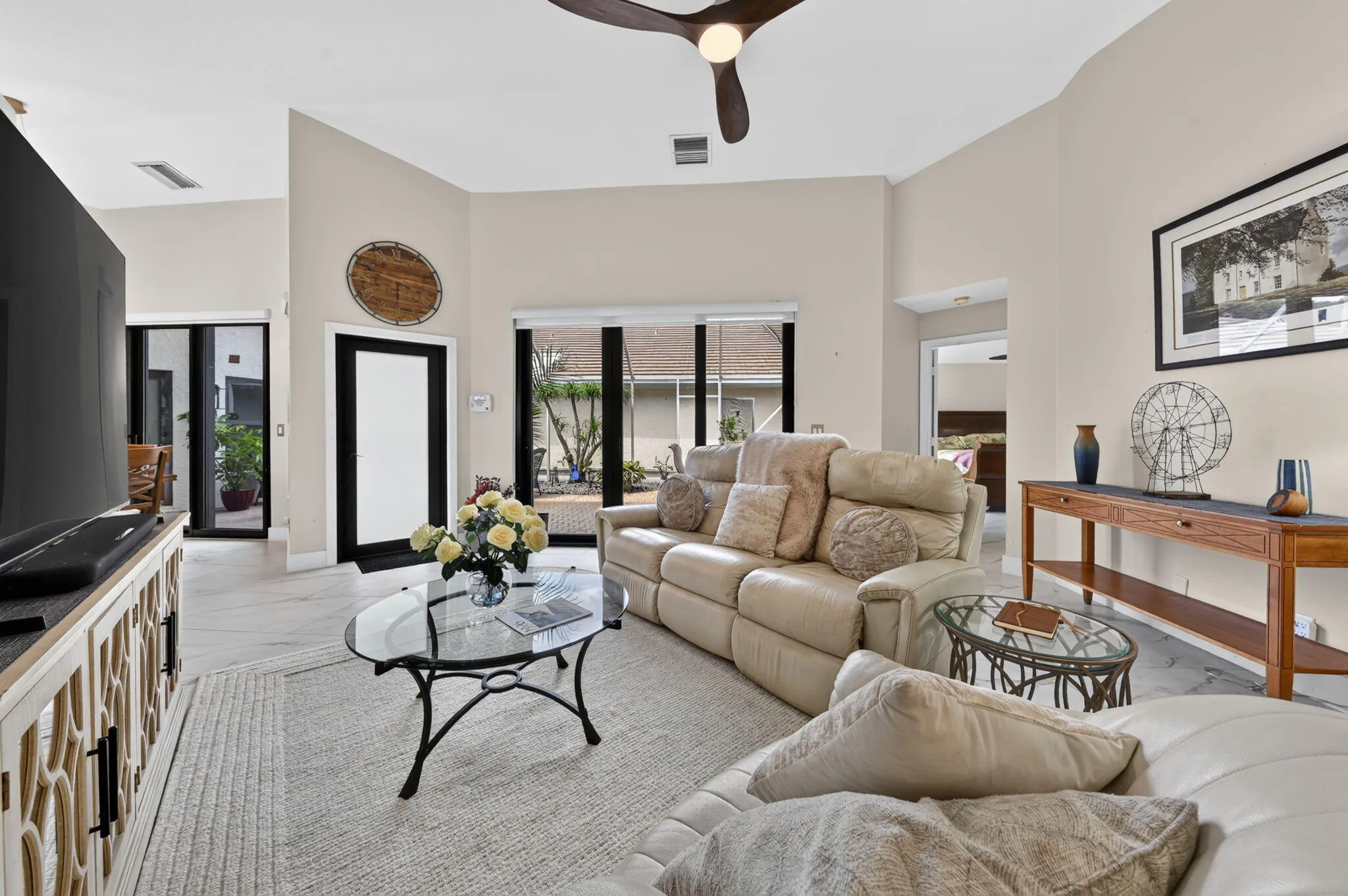 Living room looking out to courtyard