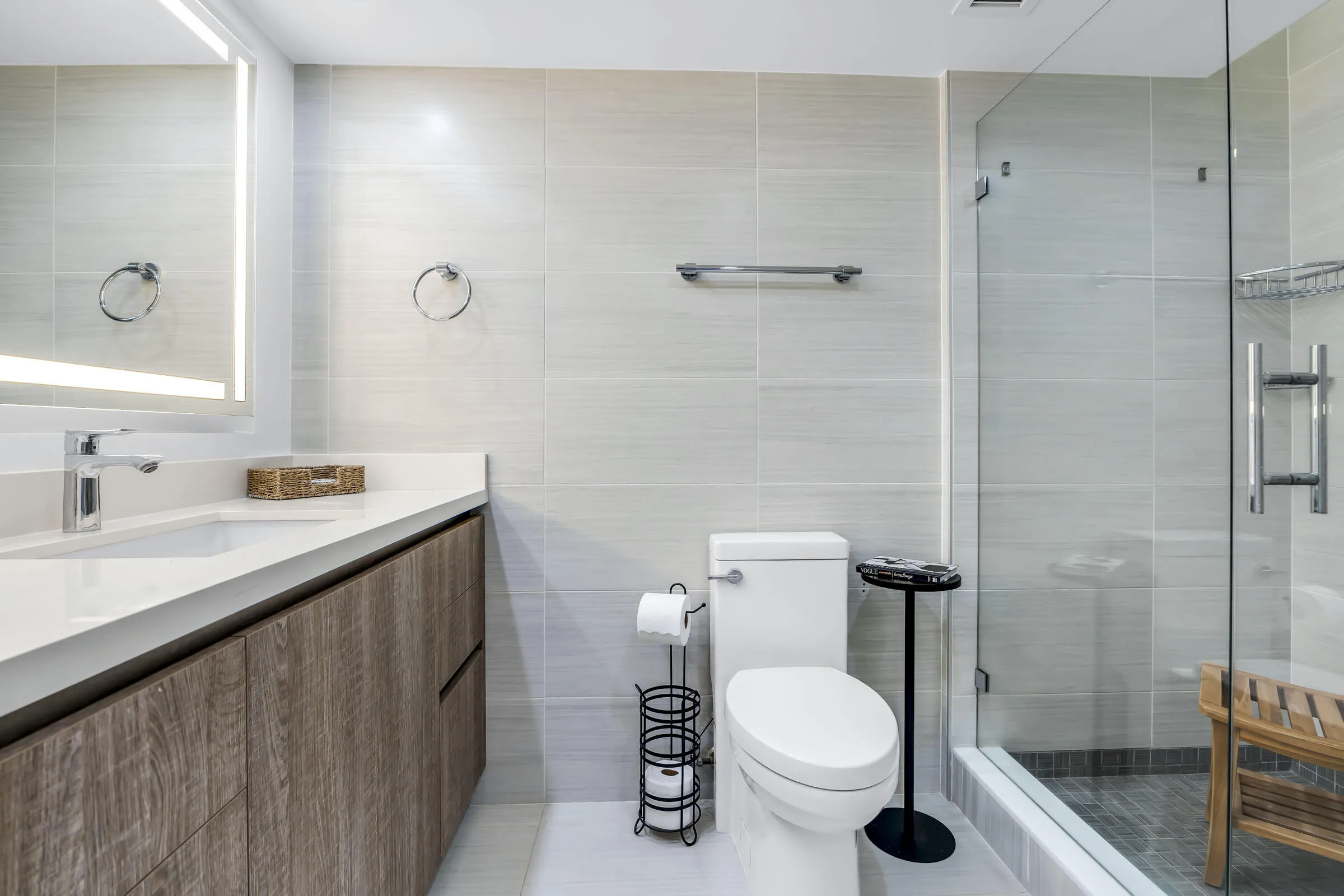 Tranquil and immaculate master bath.