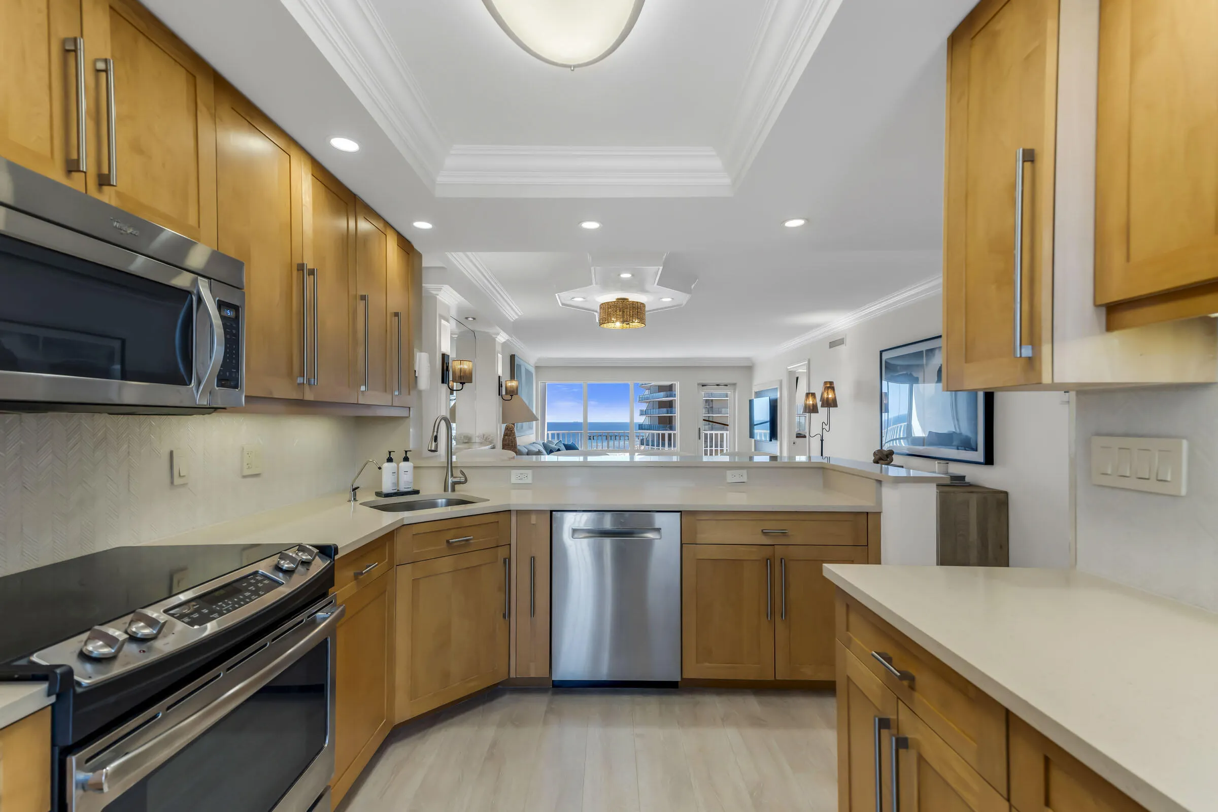 Well designed kitchen with extensive cabinetry and storage space.