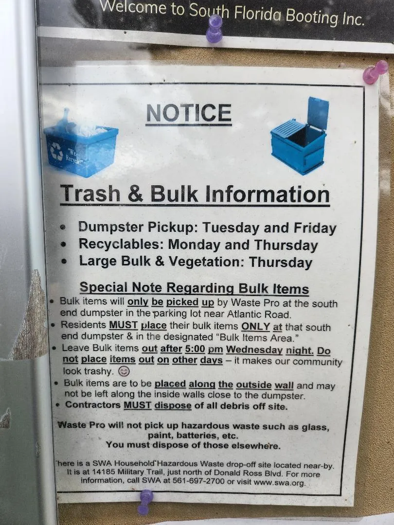 Trash pickup info