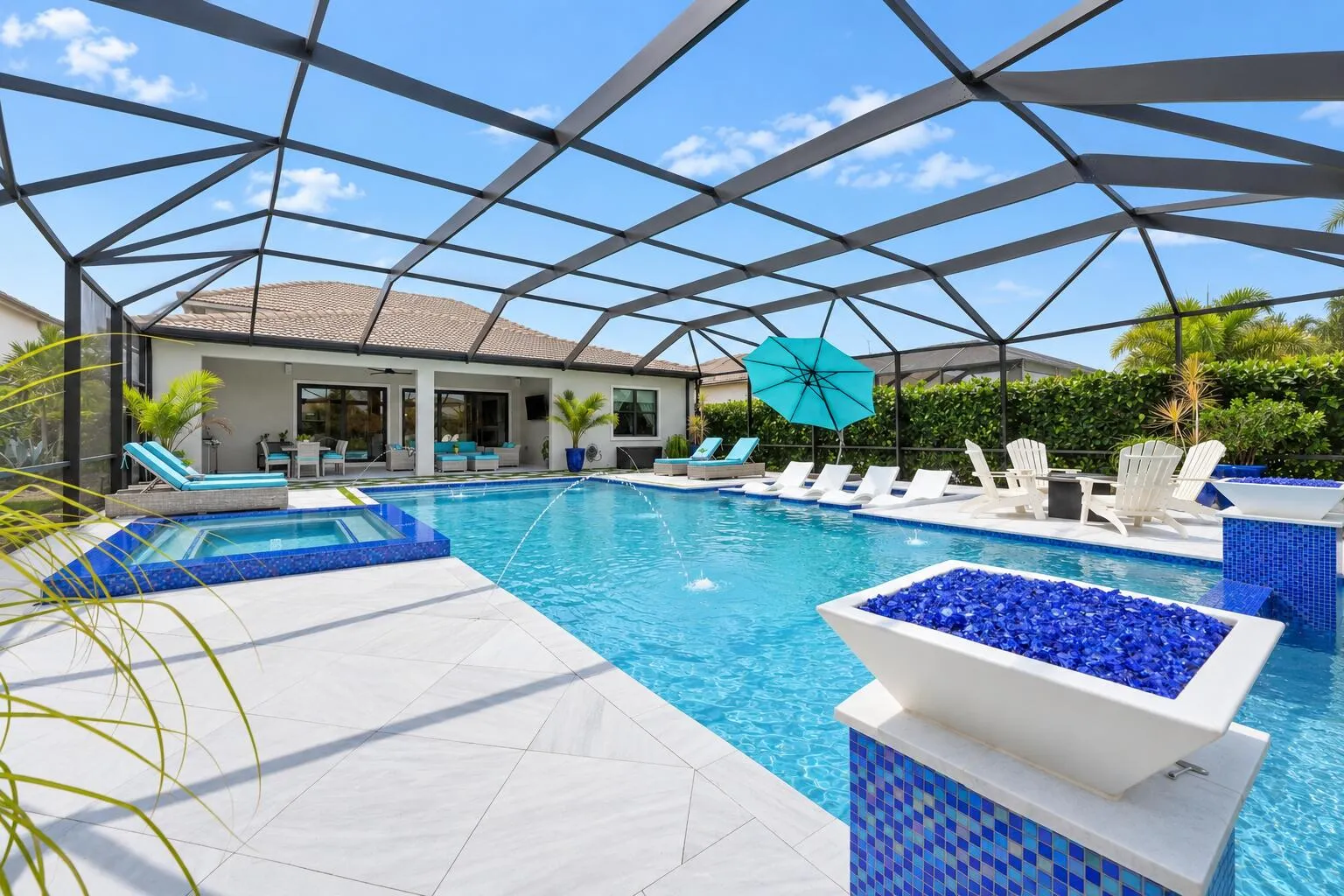 Marble tile pool deck