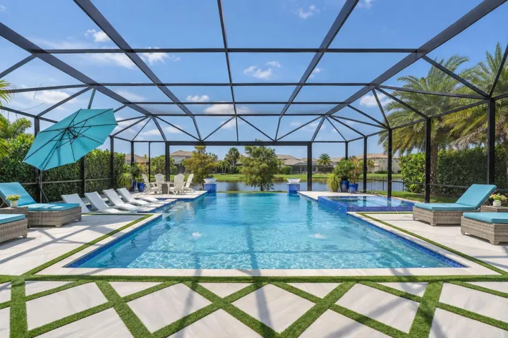 Heated saltwater infinity-edge 18x38 pool