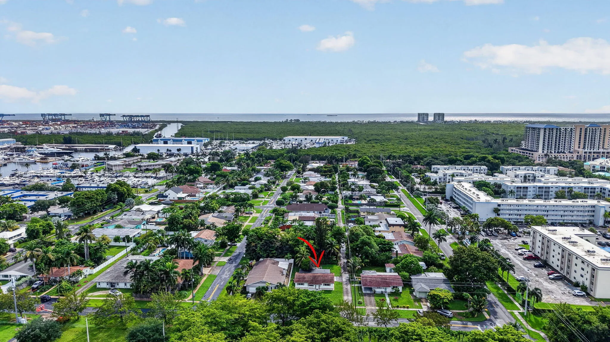 Aerial — East Dania Beach Location Between the Port, the Airport and the Ocean