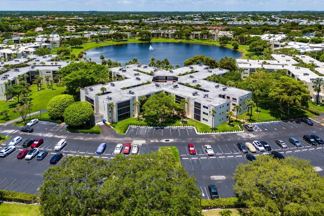 Aerial shot, parking side