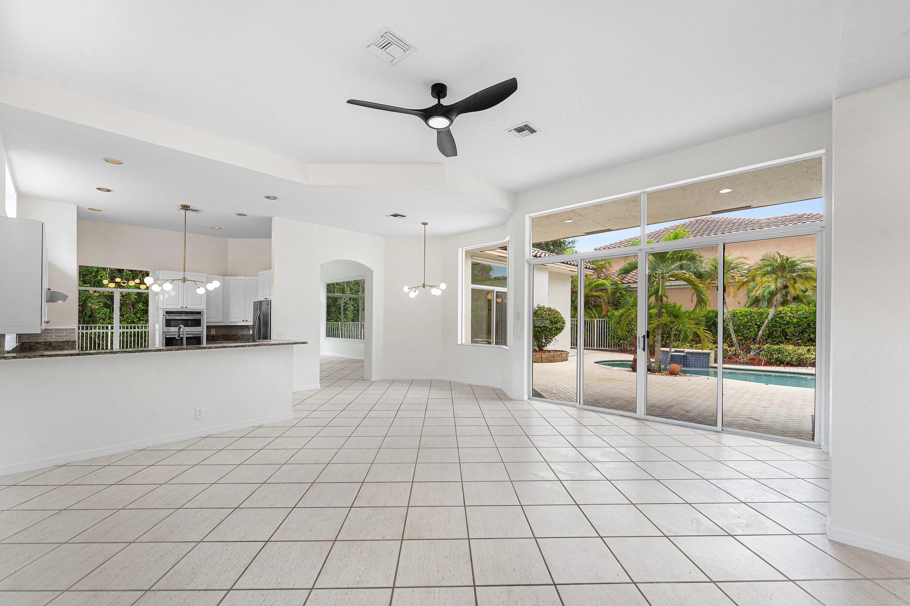 Family Room Sliders Lead To Courtyard