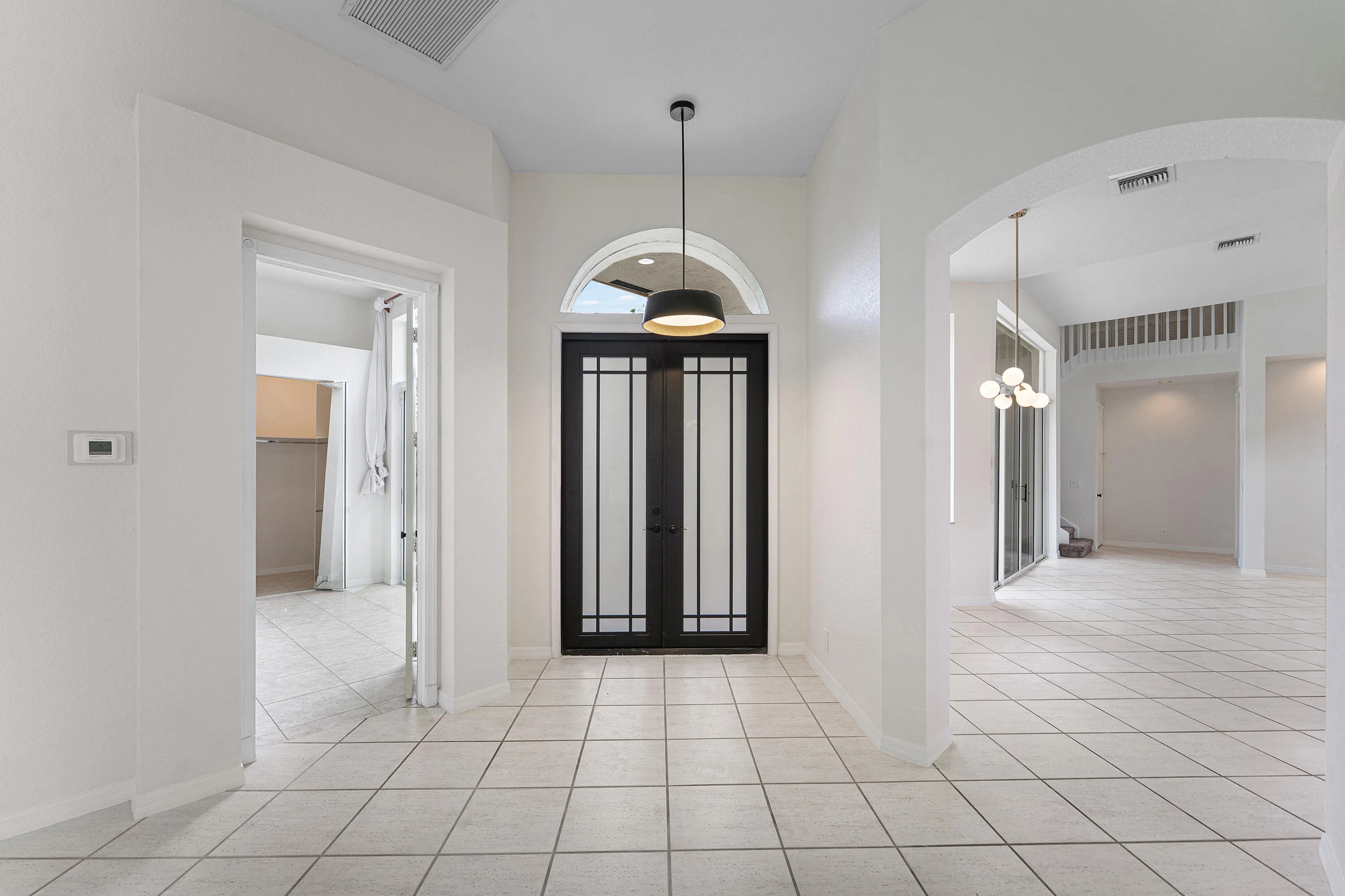 Etched Glass Double Doors To Entry Foyer
