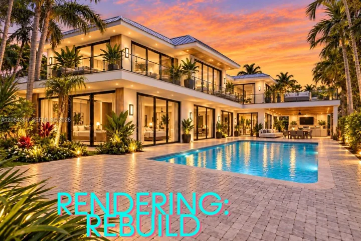 Modern two-story exterior featuring expansive floor-to-ceiling glass doors, second-story balconies with glass railings, a rectangular swimming pool, and stone paver decking