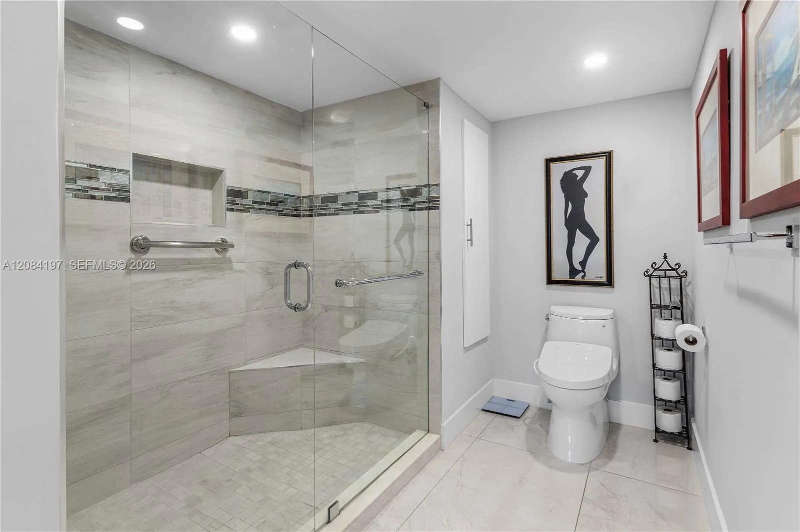 Completely renovated Primary Bathroom with Linen Closet