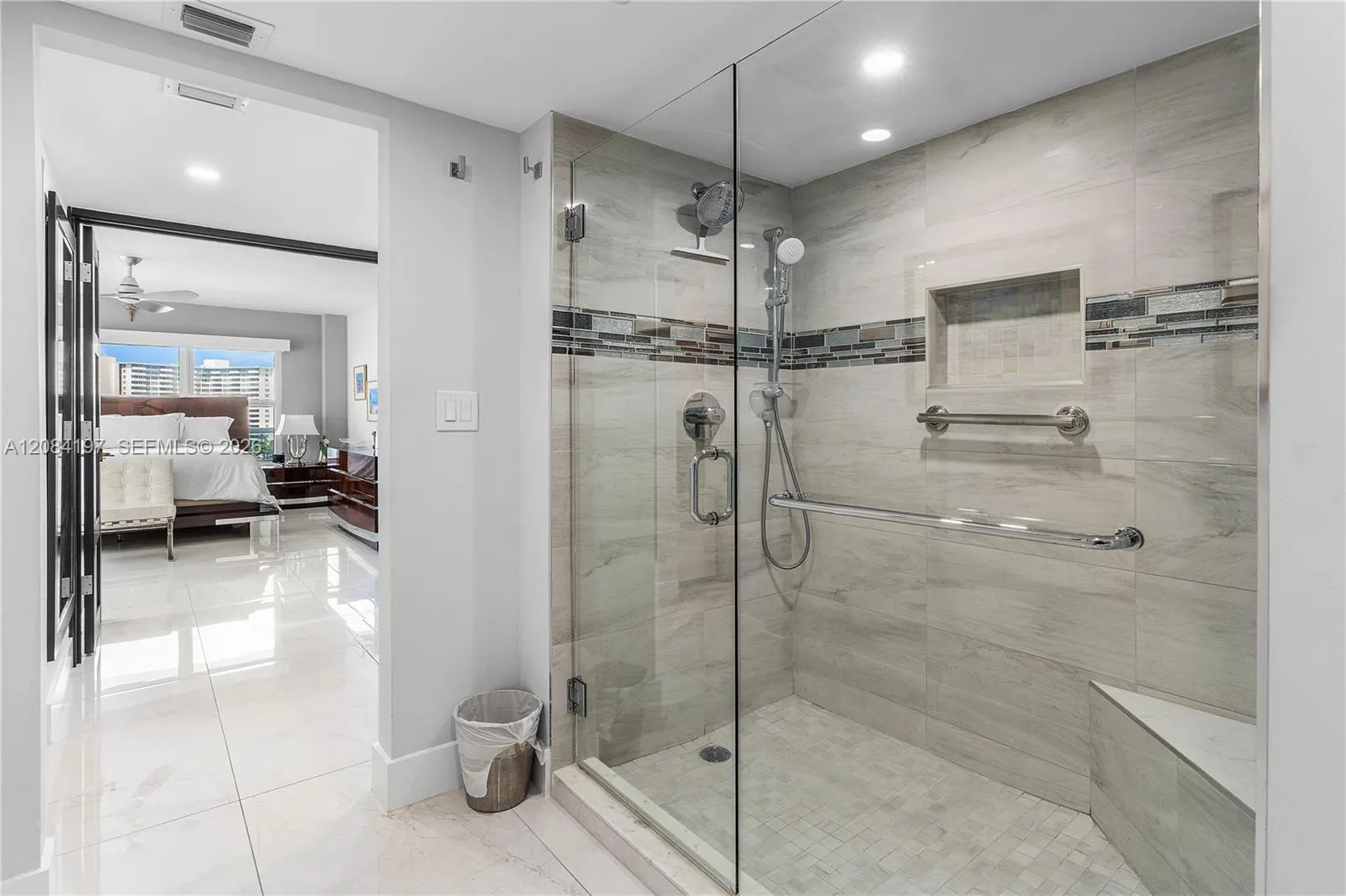 Completely renovated Primary Bathroom with Linen Closet