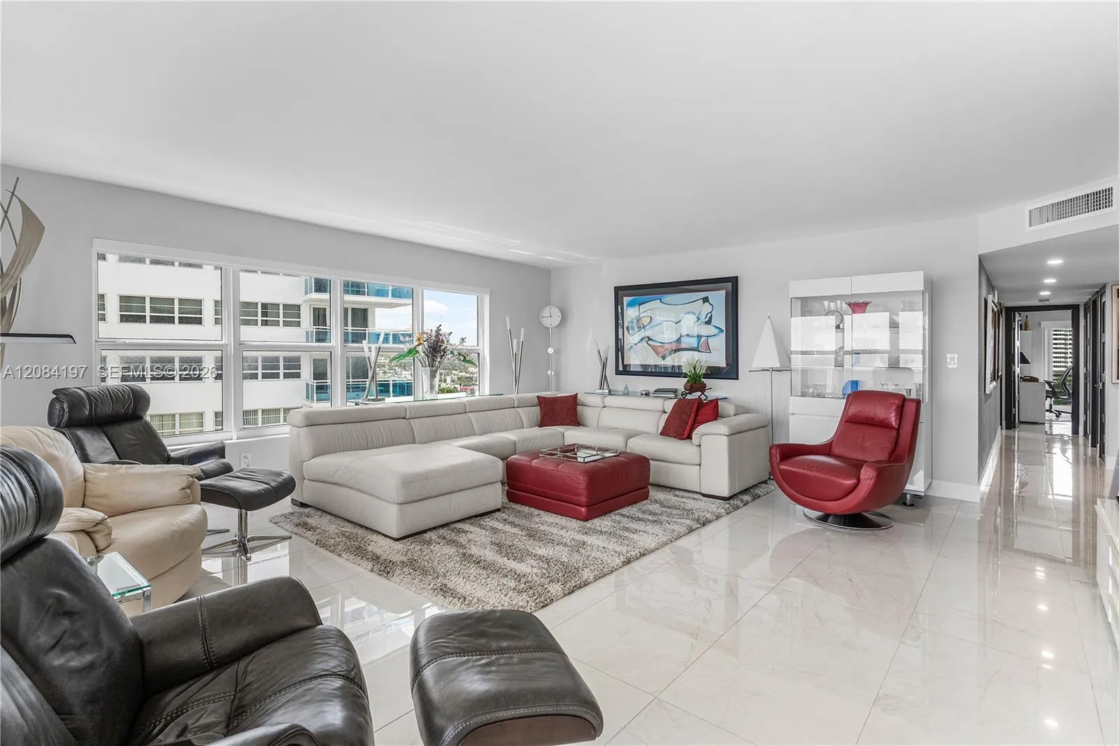 Very Large Living Room with Electric Solar Shades