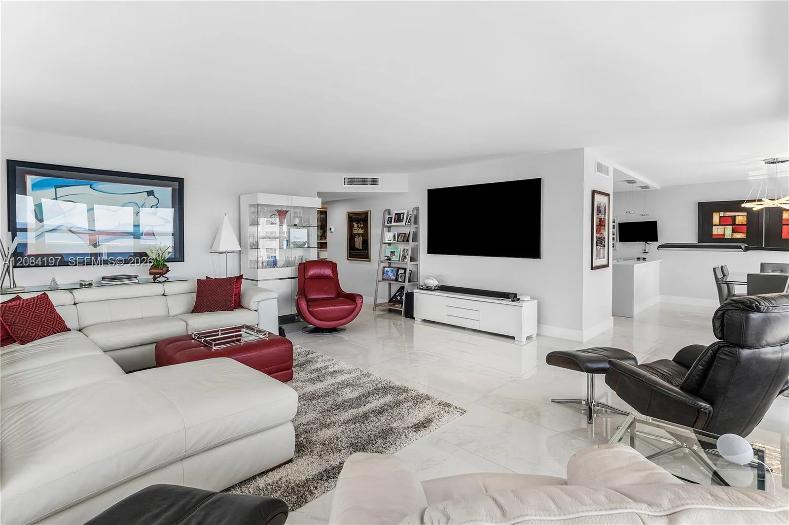 Very Large Living Room with Electric Solar Shades