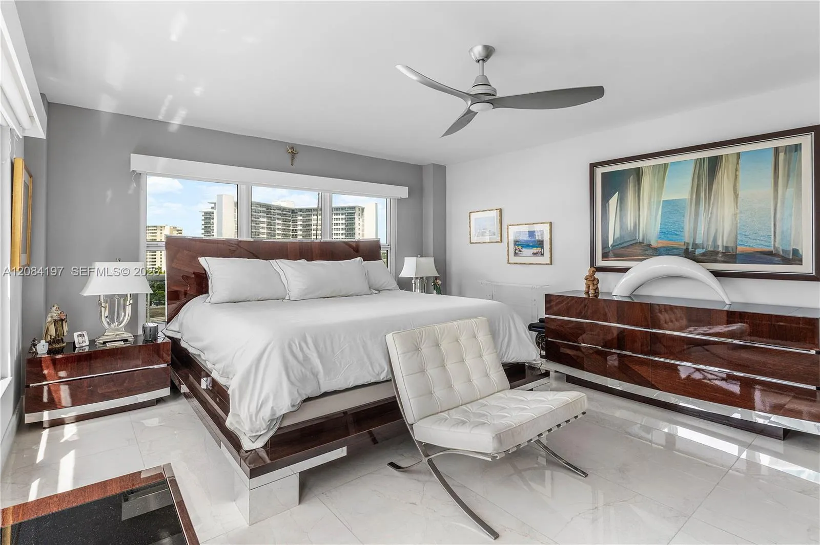 Oversized Primary Bedroom with Electric Blackout Shades and Solar Shades