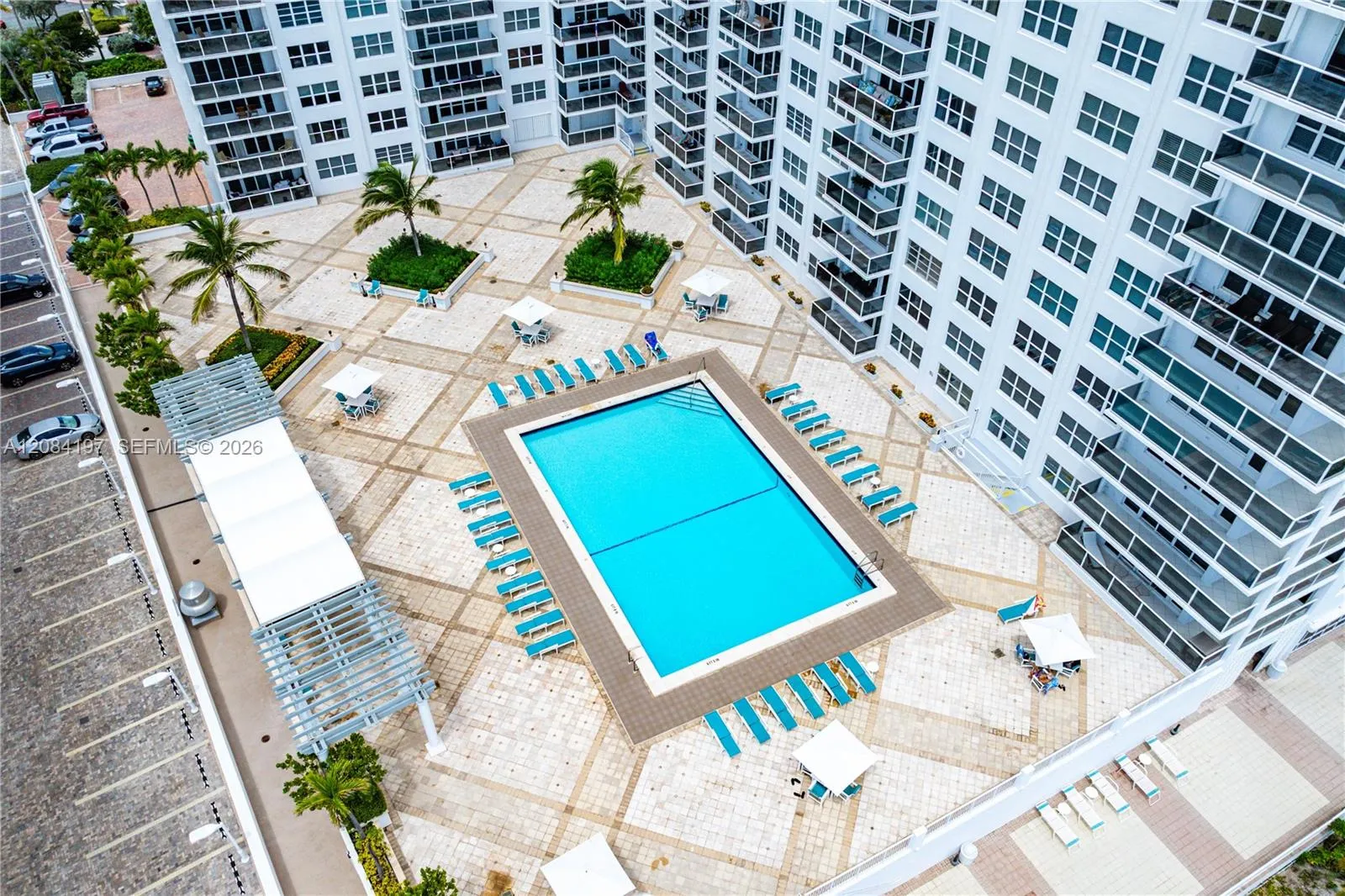 Ocean Side Pool area with Shaded Areas